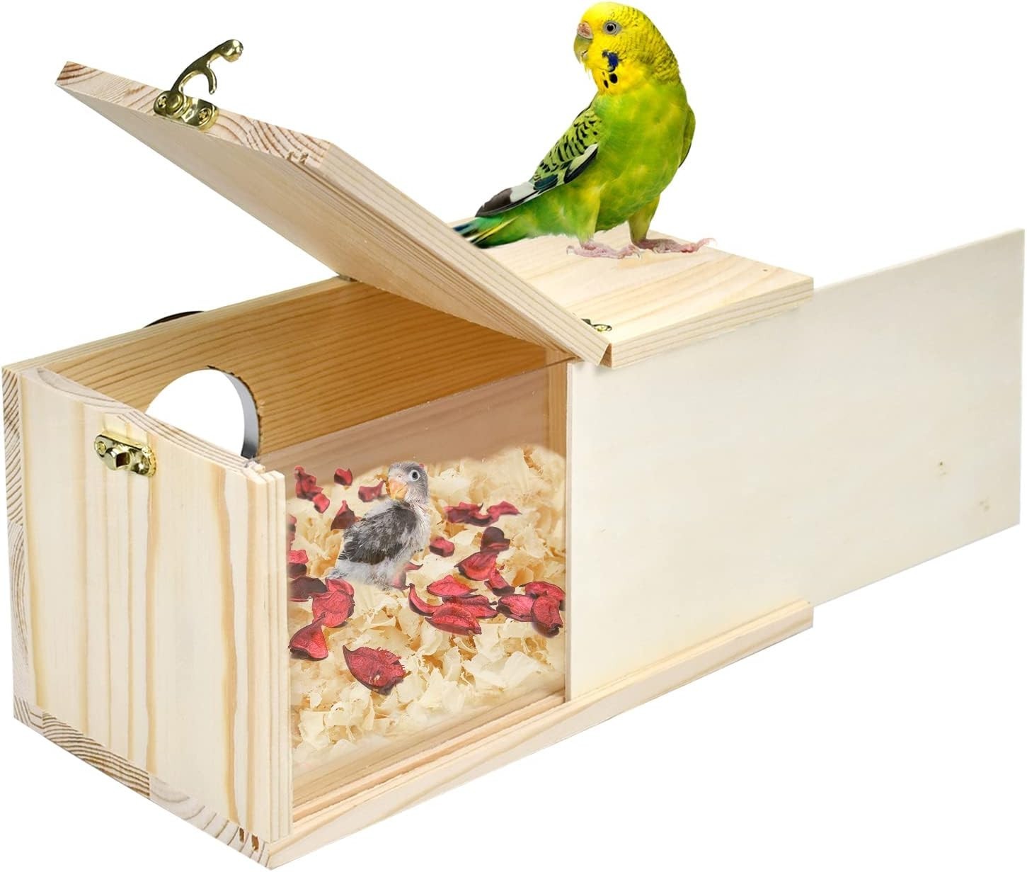 Parakeet Nesting Box Cockatiel Nesting Natural Pine Bird Nest Bird Breeding Box