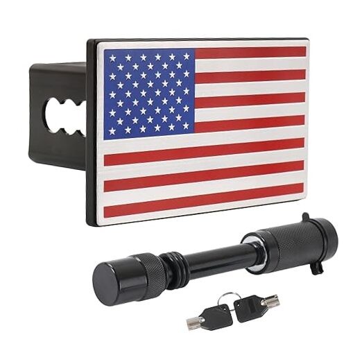  American Flag Metal Trailer Hitch Cover Heavy Duty 2" Inch Tow Rear RED