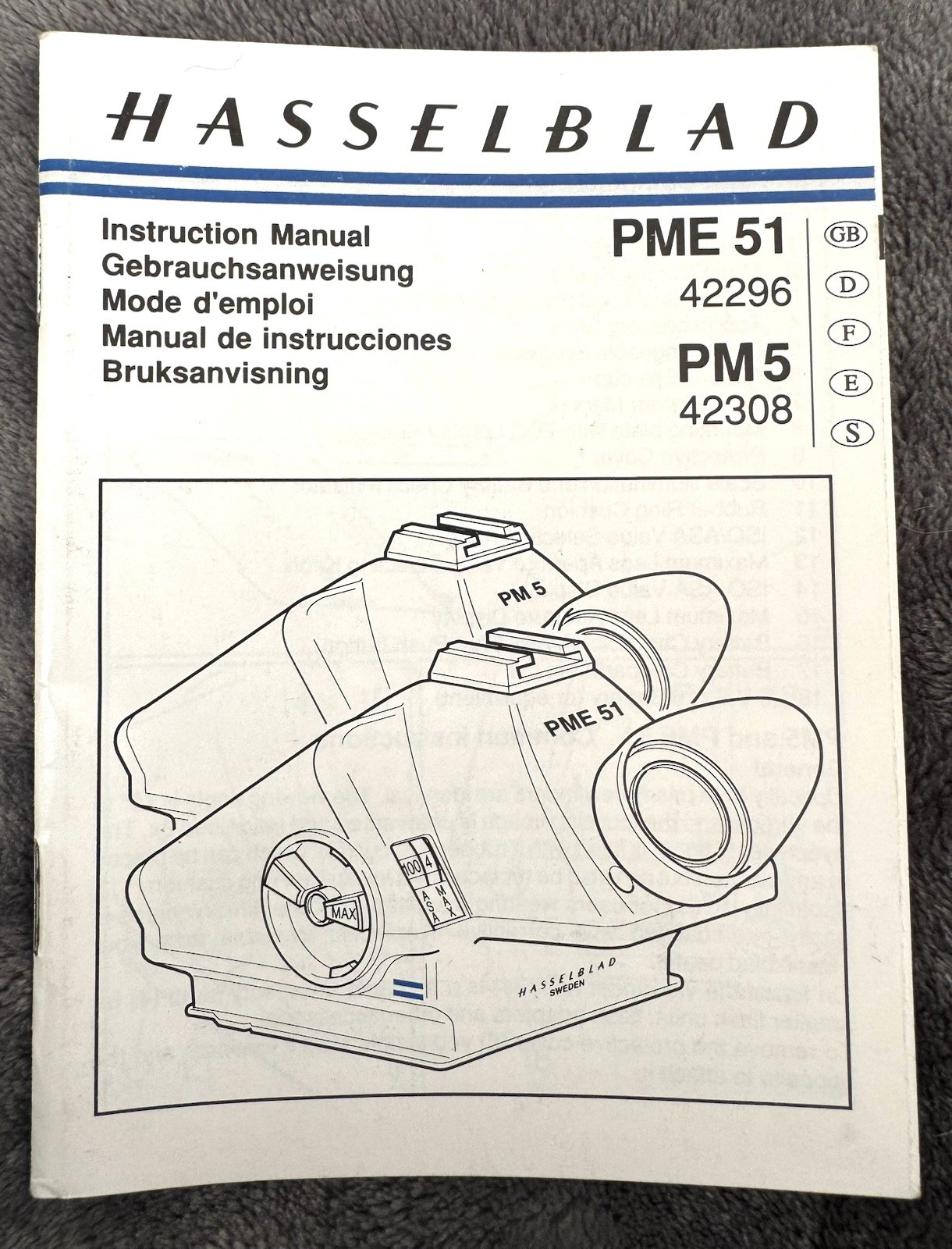 MINT Hasselblad 1993 PME 51 PM5 Instruction Manual, Original - Fast Shipping