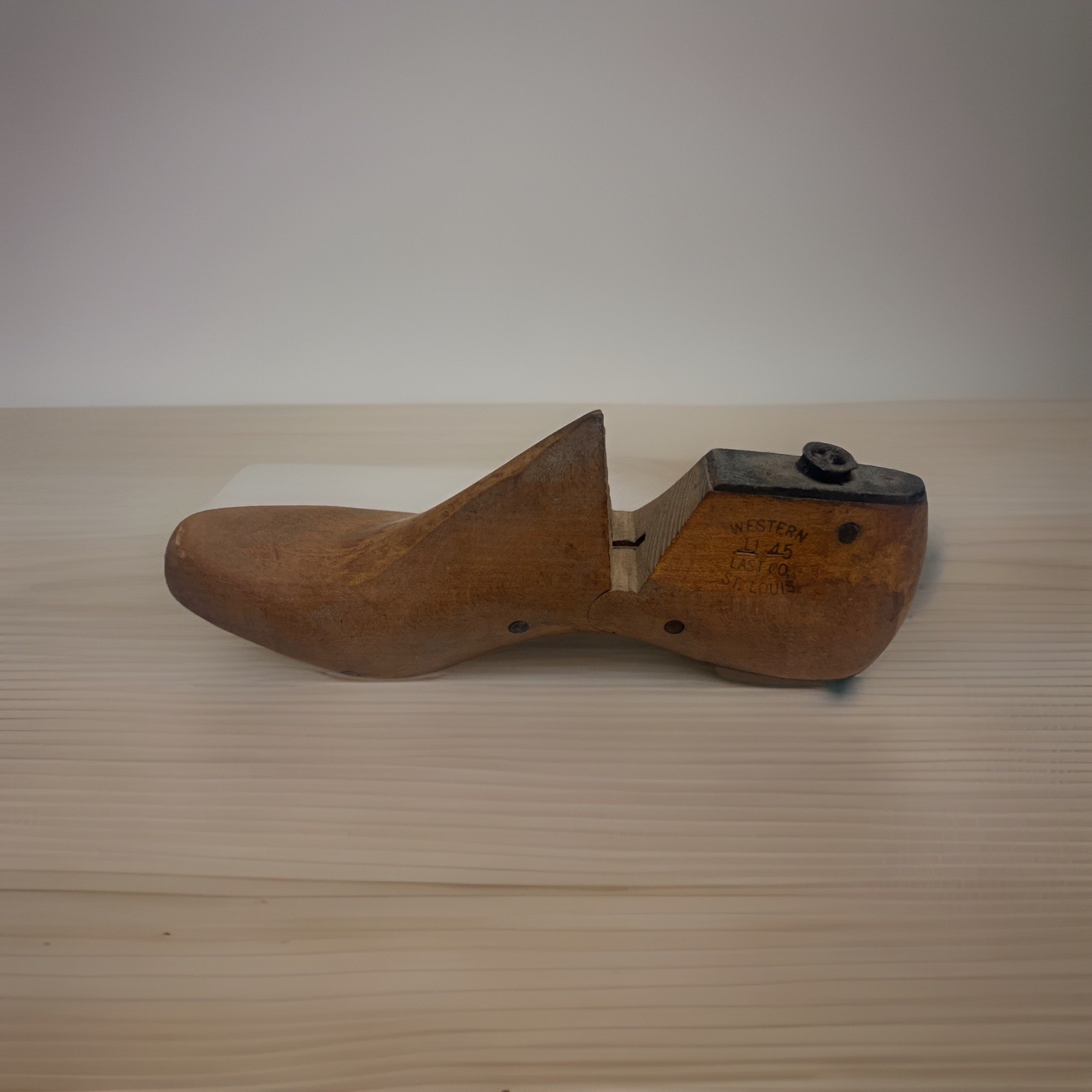 Antique Wooden Shoe Making Form Mold Western ST. Louis