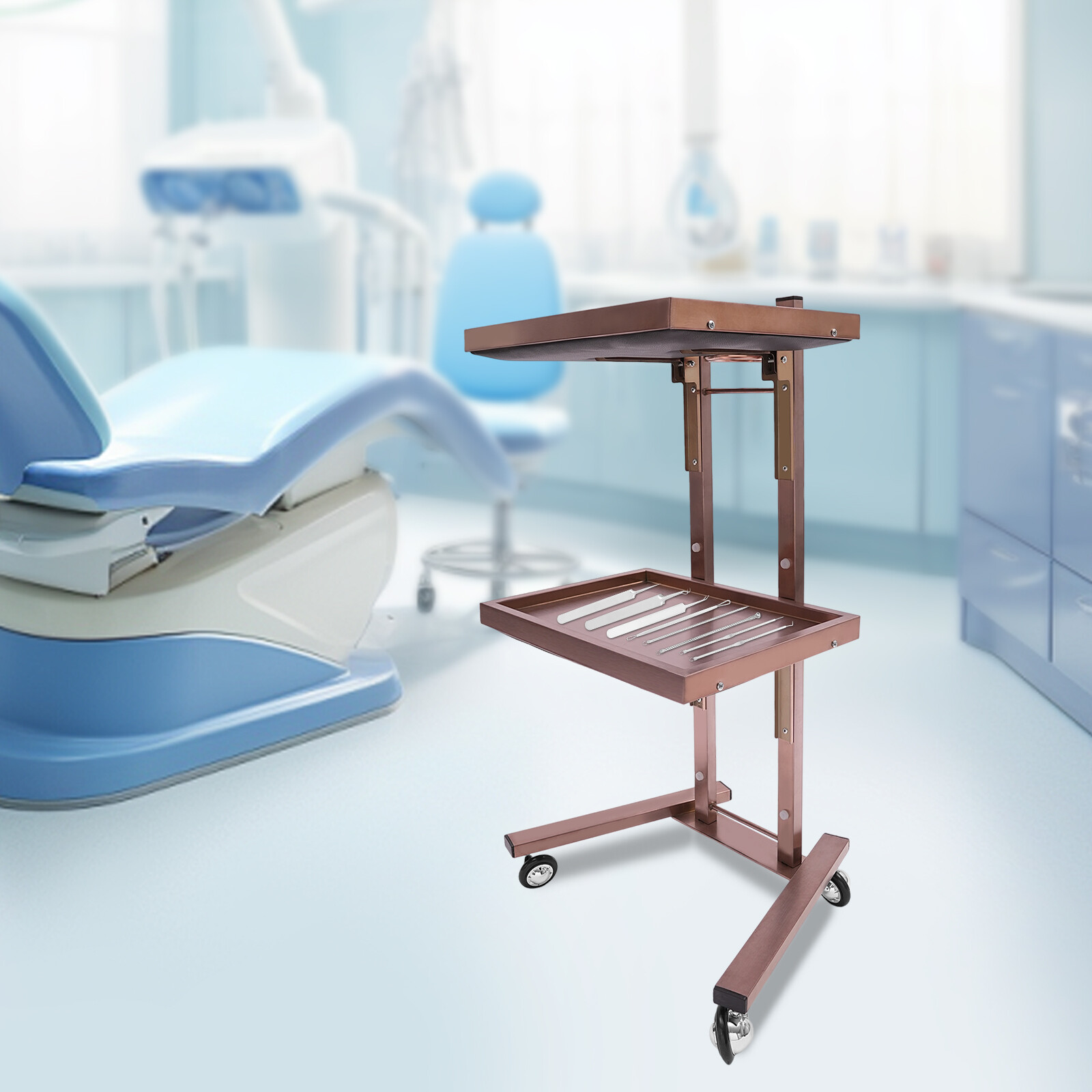 2 Tiers Hairdressing Trolley Salon Trolley Salon Rolling Cart w/ Trays & Wheels