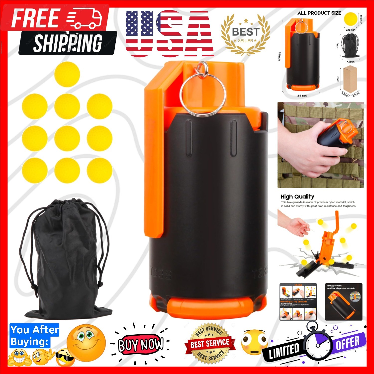 Tactical G Renade, Plastic Toy-Grenade for CS Battle Game