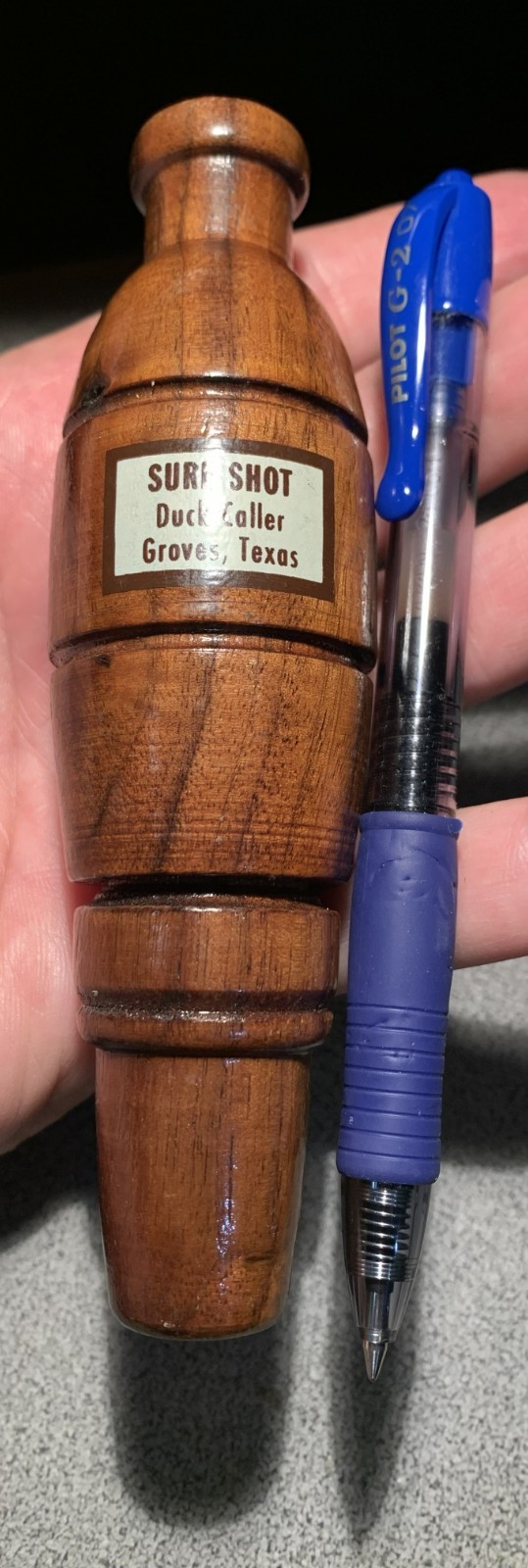 Vintage Sure Shot Duck Caller – Groves, Texas – Wood Duck Call – Double Reed