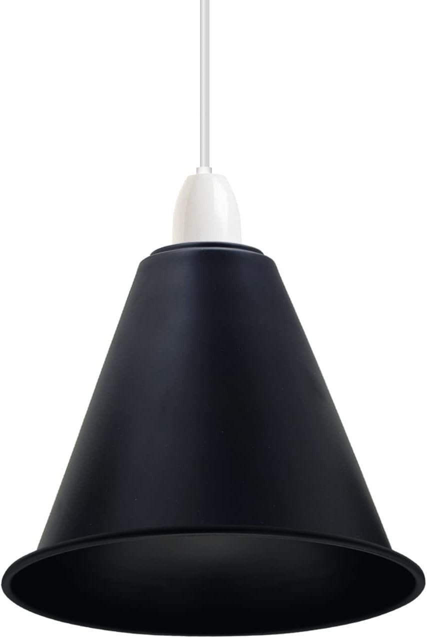 Modern Black Cone Pendant Light Shade Industrial Retro Easy Fit 18cm Ceiling