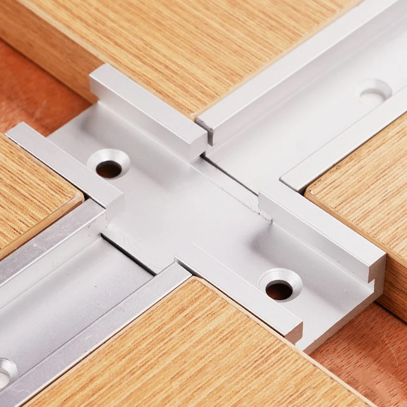 T-Track Intersection Slot Aluminum Miter Gauge Rail Connector Pre Drilled Mount