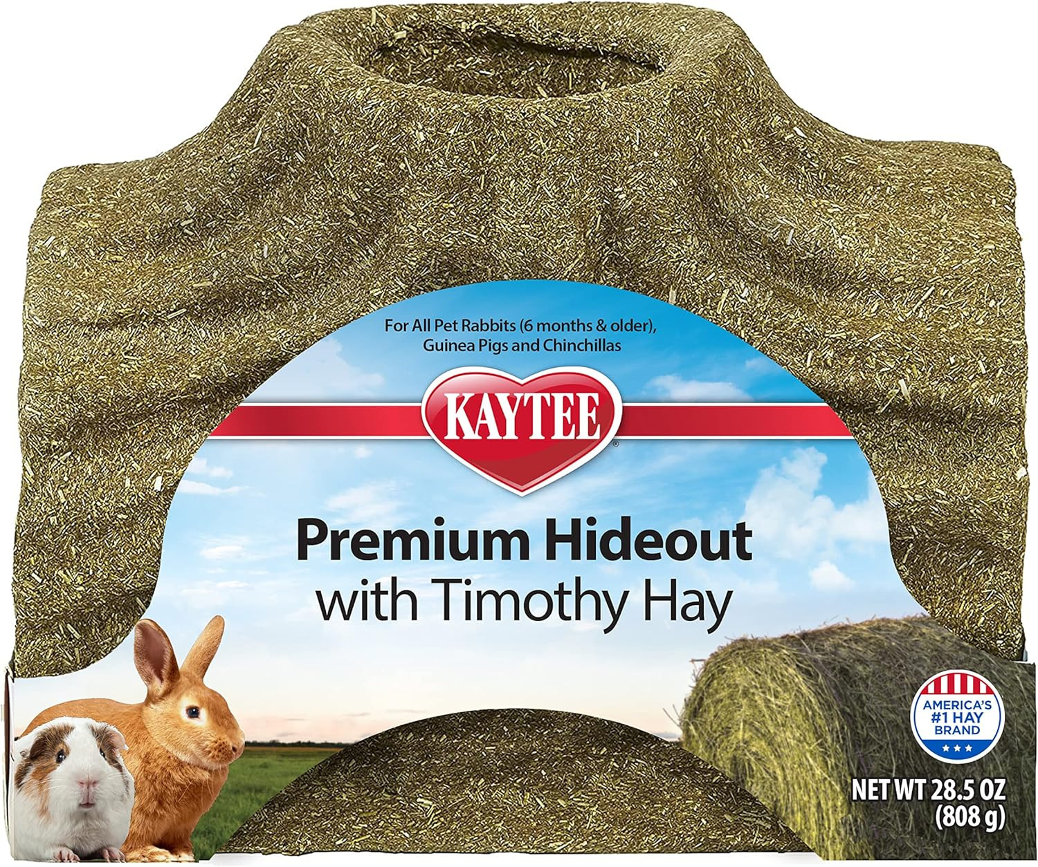 Premium Timothy Treat Hideout for Pet Rabbits, Guinea Pigs, and Chinchillas, Lar