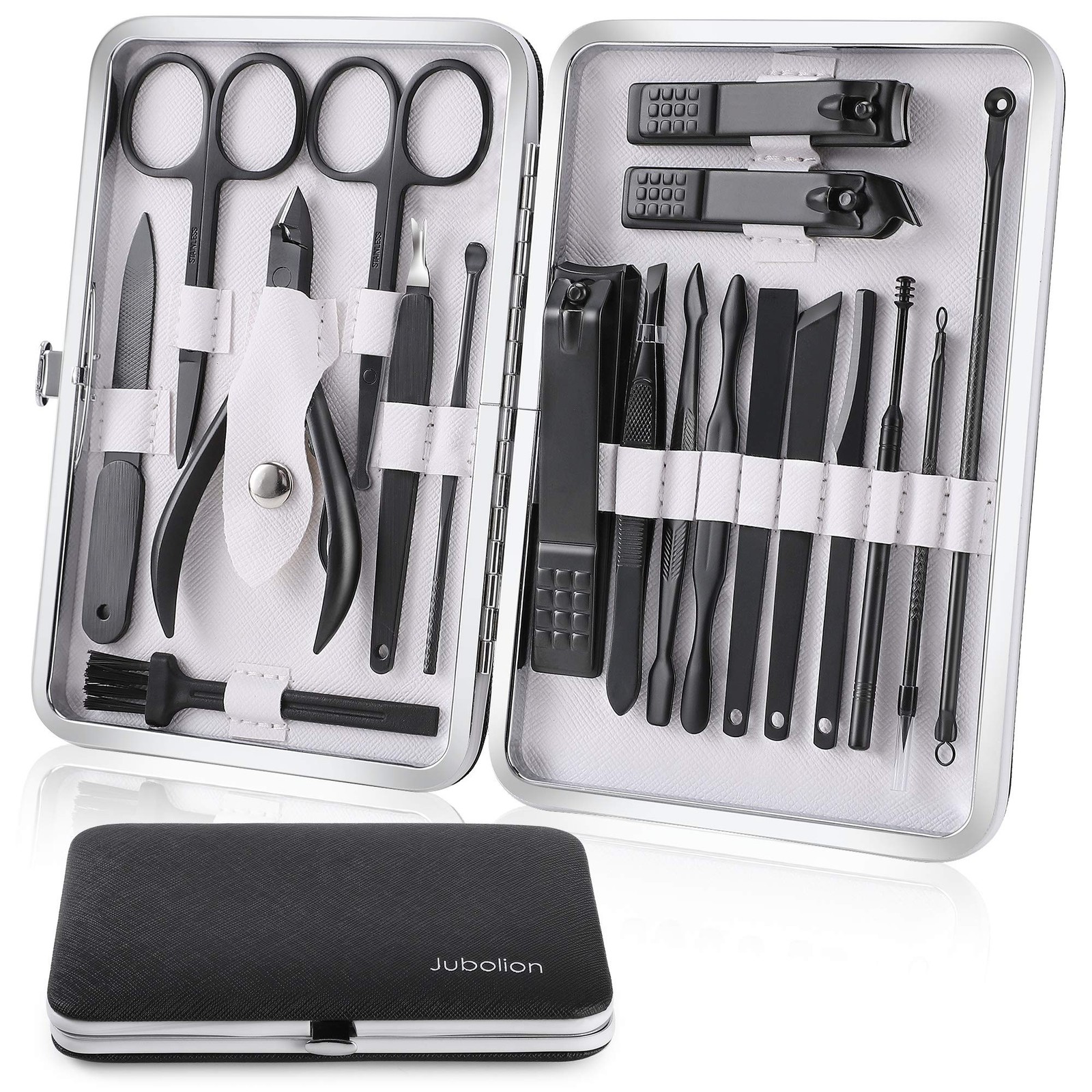 Manicure Set, 19pcs Stainless Steel Professional Nail Clippers Pedicure Set w...