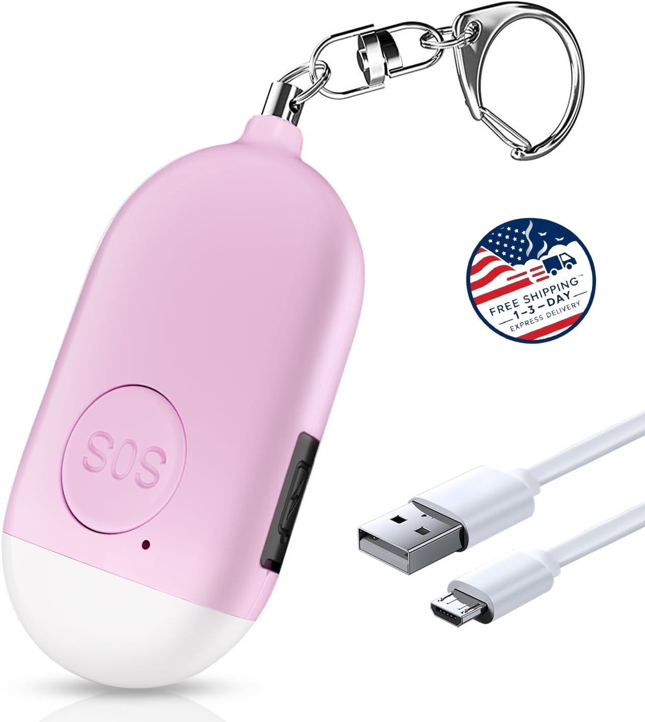 Llavero de autodefensa con alarma personal - 130dB recargable con linterna LED