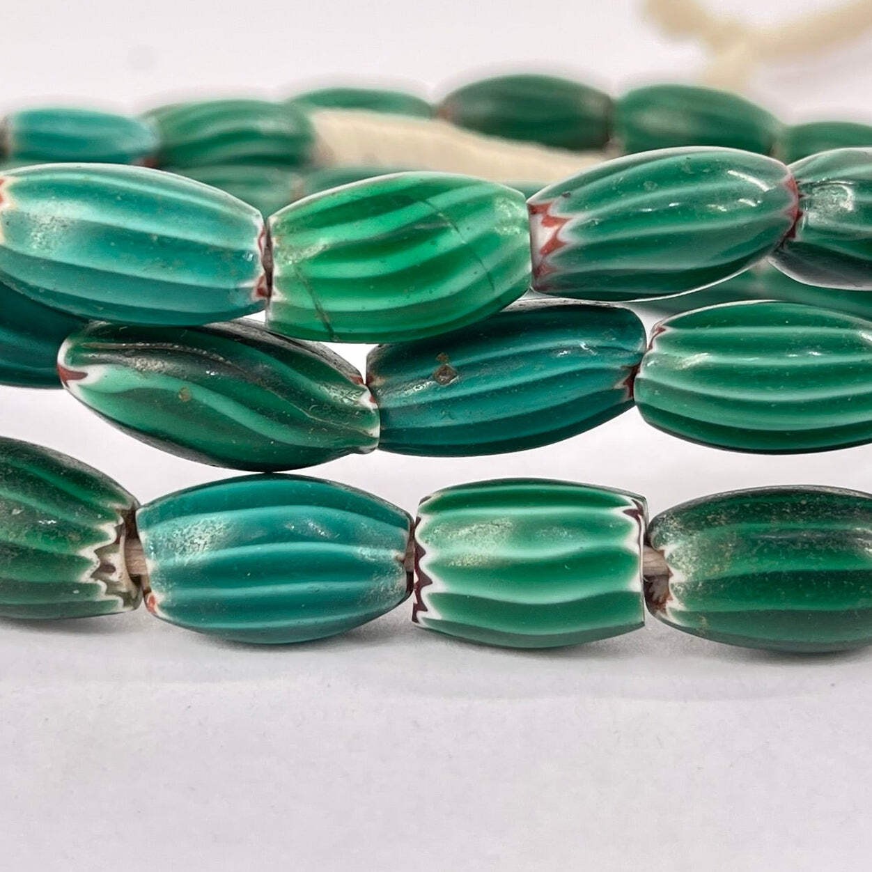 Chevron Venetian Teal Trade Beads 38 Inch