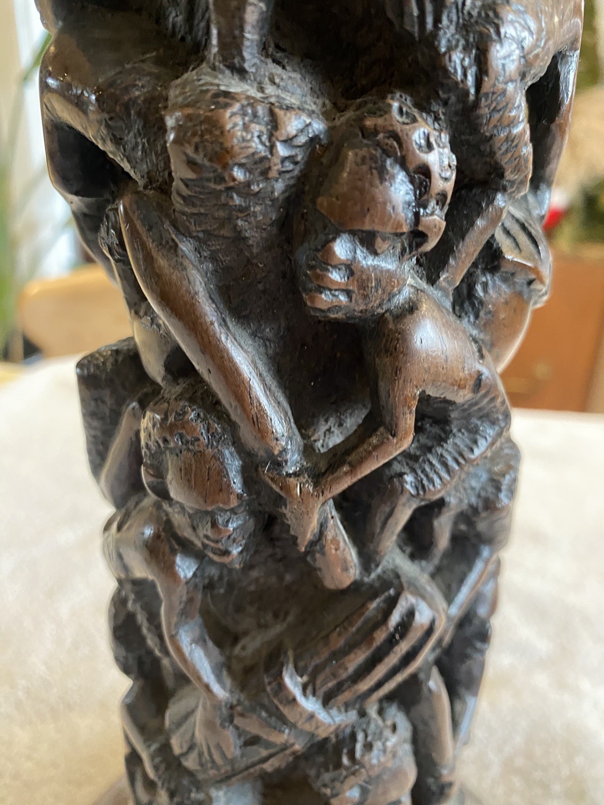 African Art, Hand Carved Family Tree Of Life Makonde Ujamaa Carving 17”