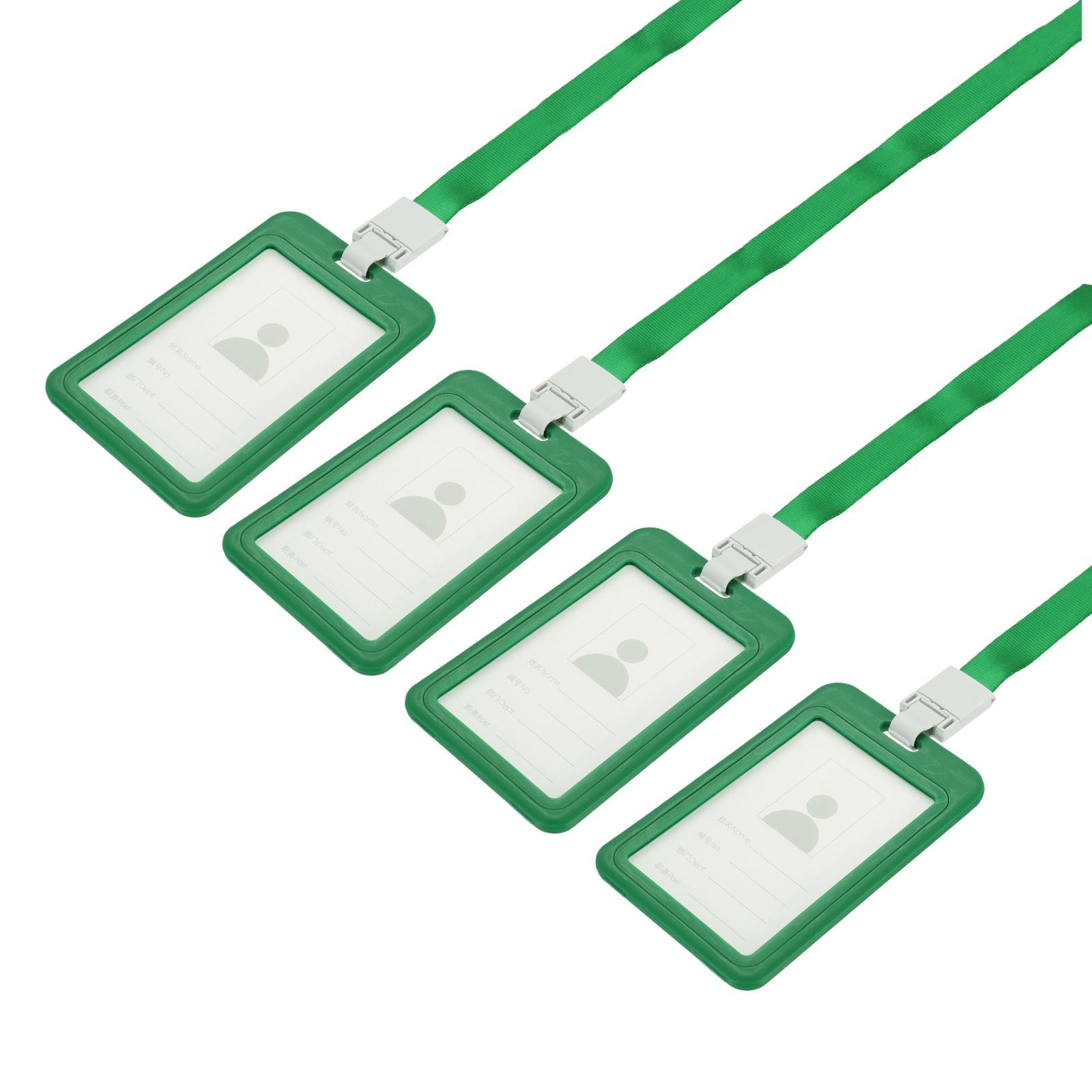 ID Badge Holders, 4.3x2.8 Inch Vertical Name Tag, Green 4pcs