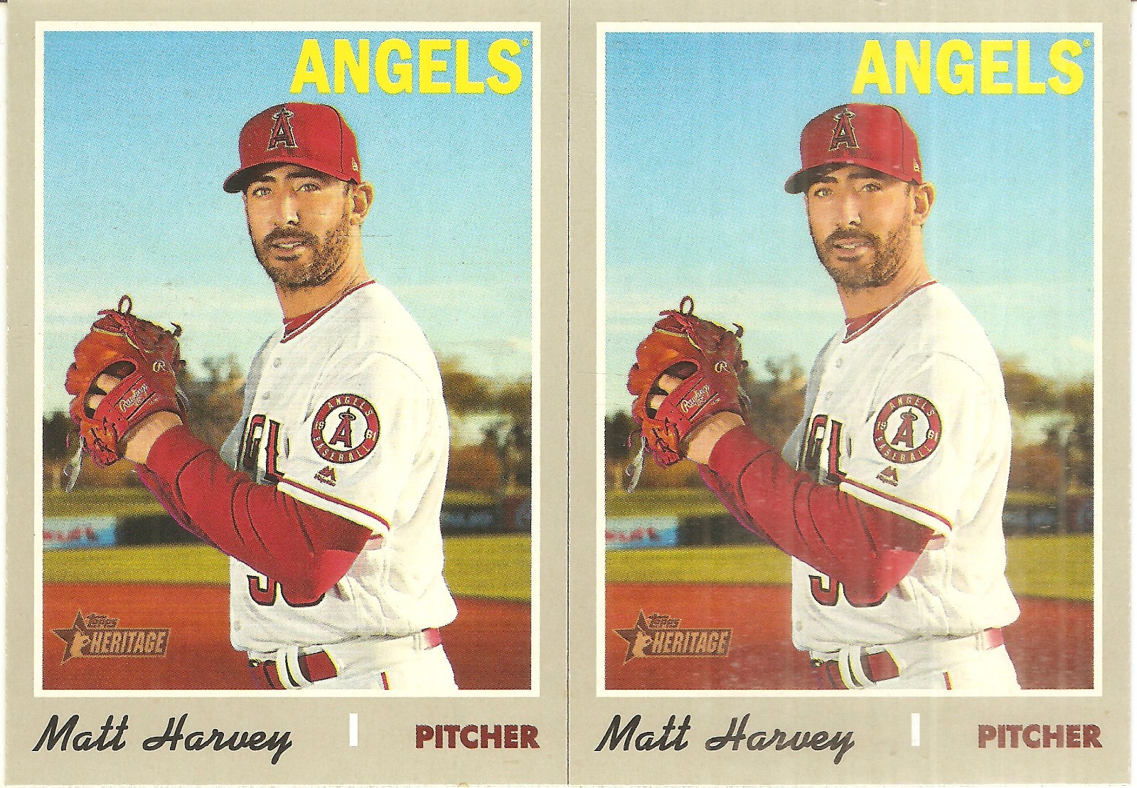 2 CARD 2019 TOPPS HERITAGE MATT HARVEY BASEBALL CARD LOT