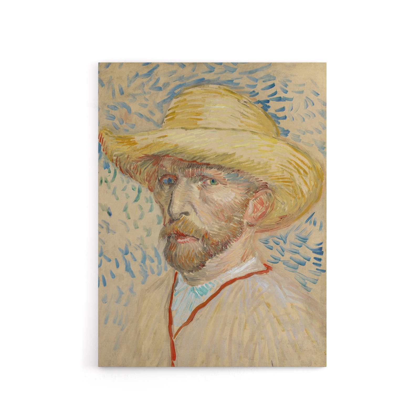 Self Portrait with Straw Hat Van Gogh Vintage Canvas Wall Art