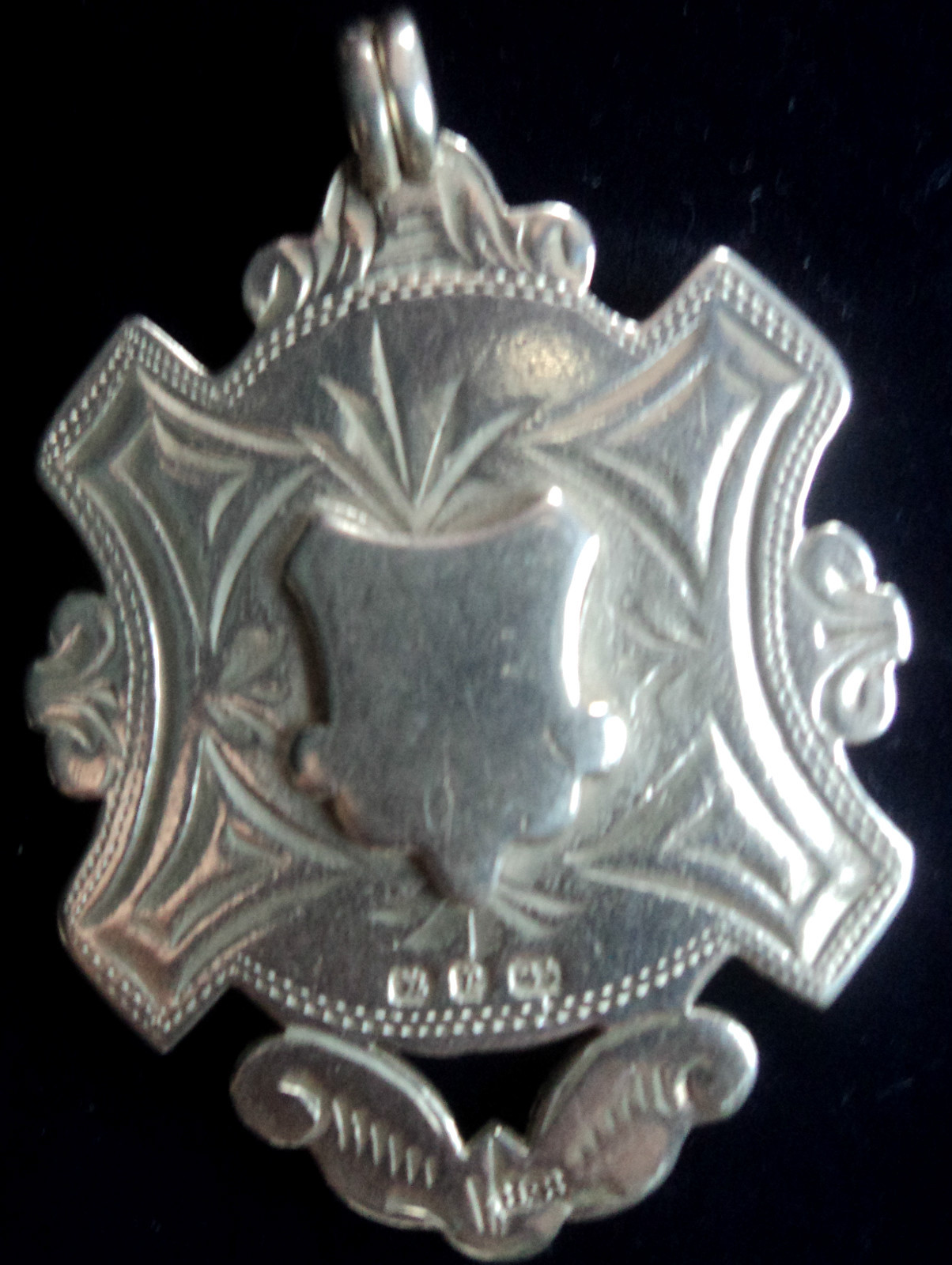 LARGE Victorian Sterling Silver Medal / Fob / Pendant Herbert Bushell  h/m  1898