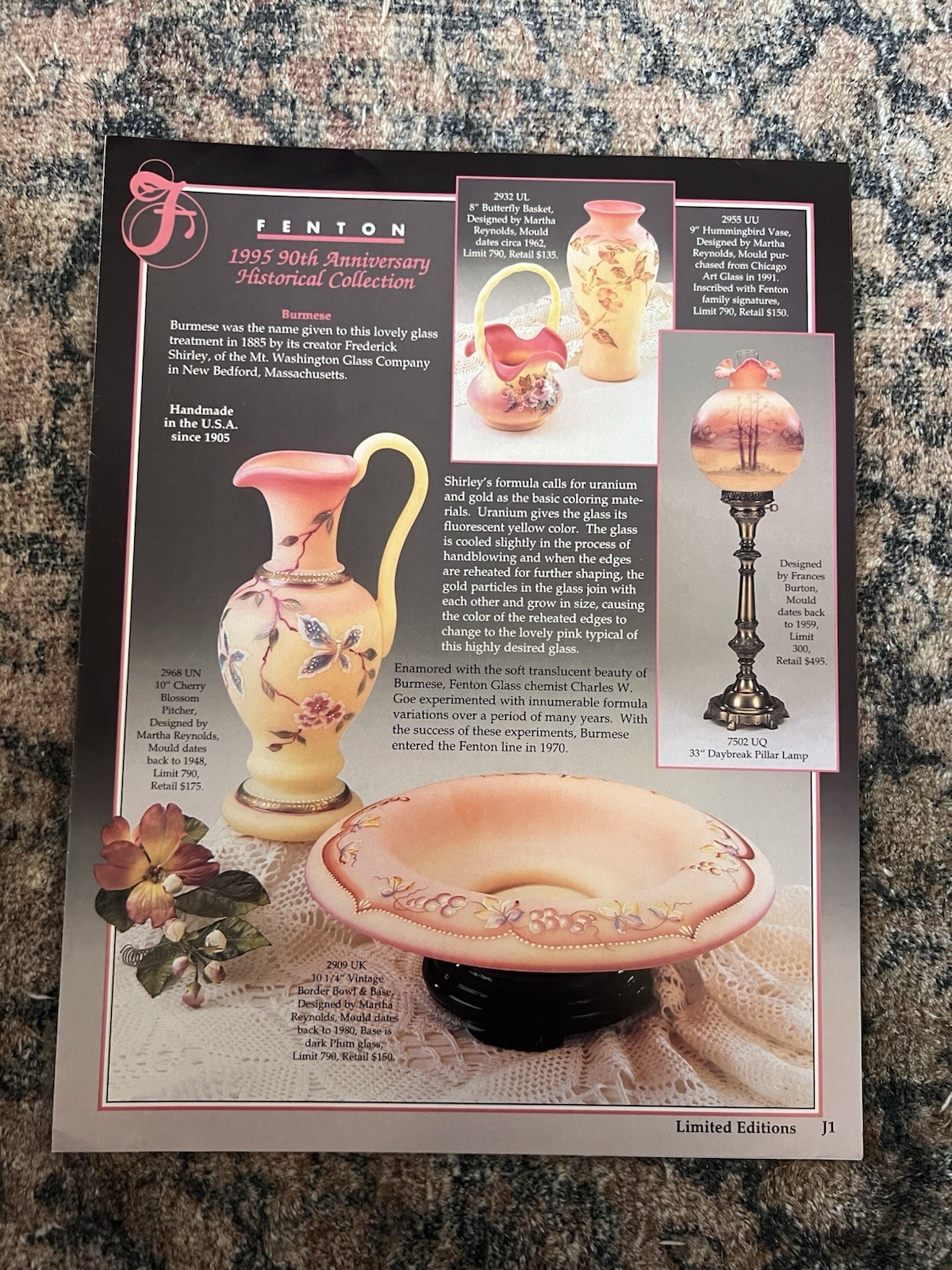 Lot of 8 VTG Fenton Art Glass Brochures 1994–2005 Limited Editions
