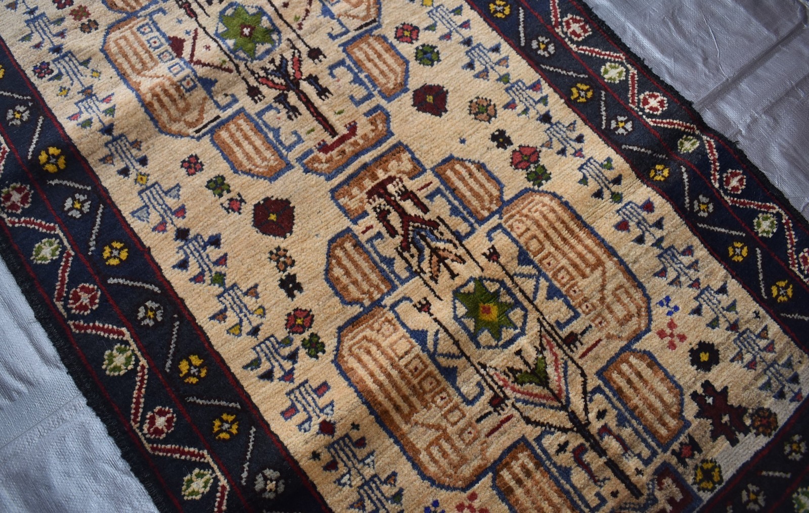 Fine Vintage Afghan Baluchi Rug 3x5 ft Hand Knotted Persian Style Tribal Carpet
