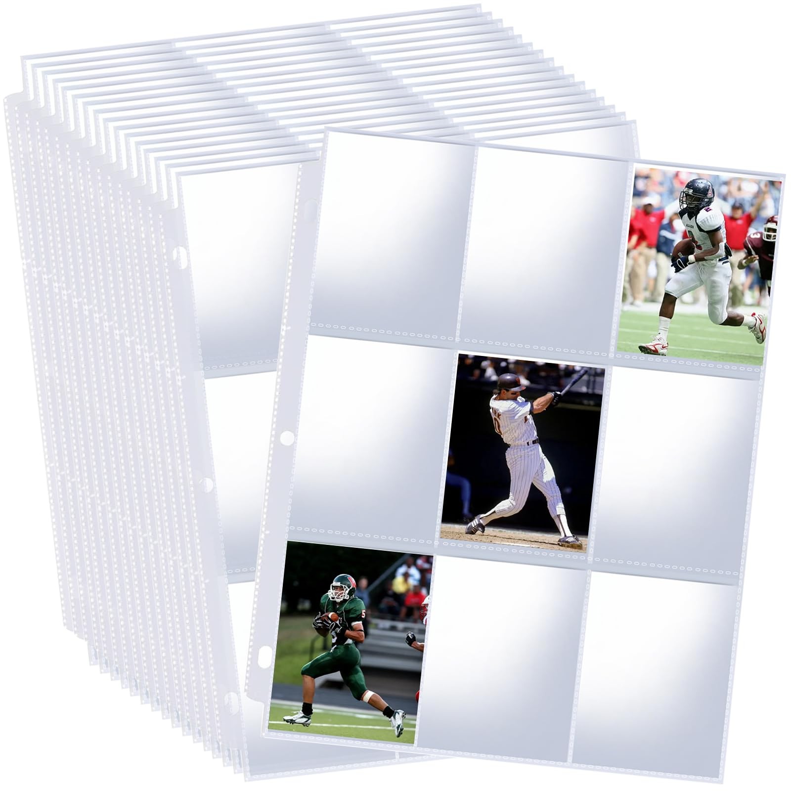 900 Pockets Binder Sheets, Top Loading Trading Card Pages for 3 50PCS, Clear 