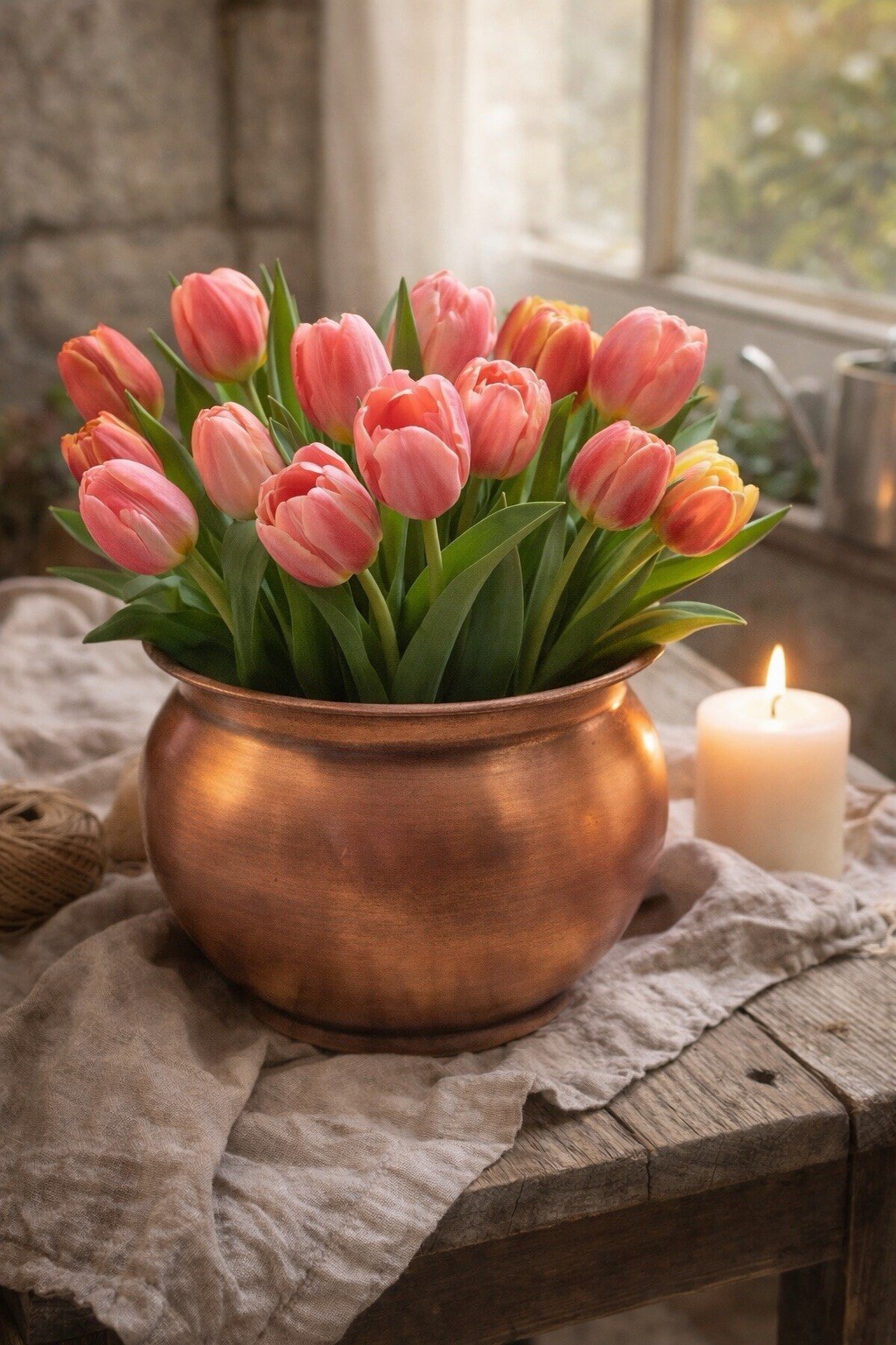 Vintage Copper Planter Bowl /Copper Cachepot / Cottage Kitchen Decor