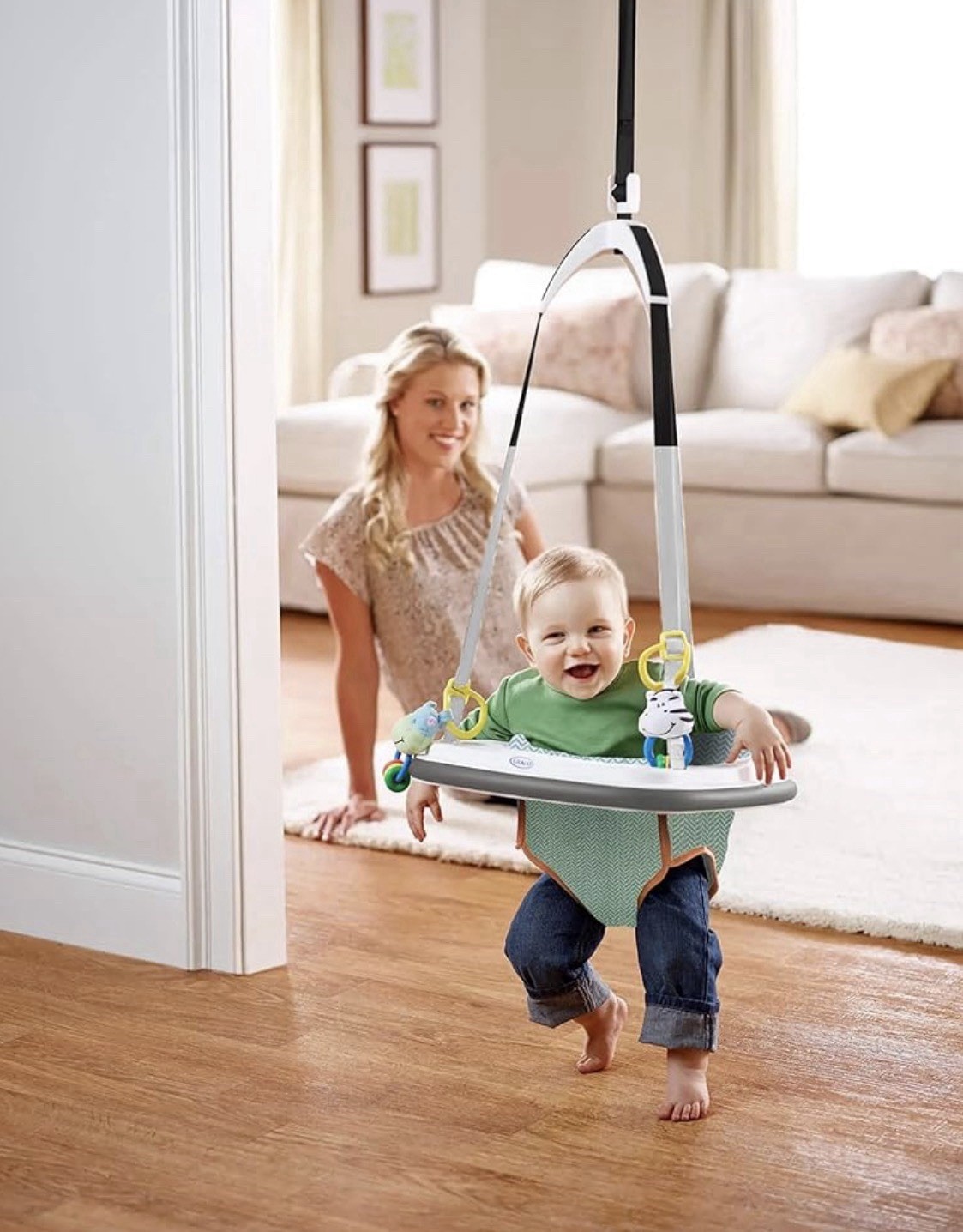 Graco Bumper Doorway Jumper for Baby, Machine Washable Pad, Adjustable Height