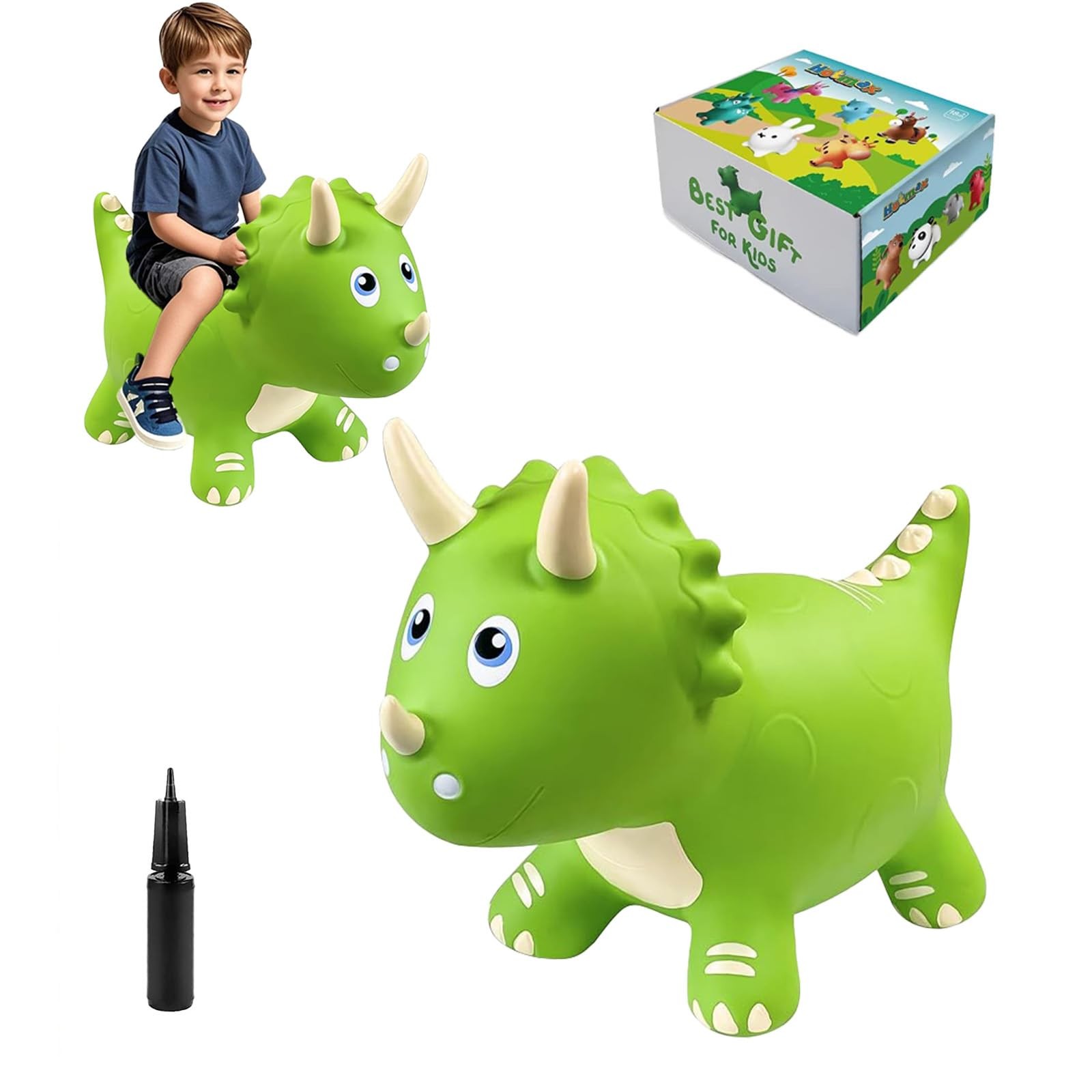Dinosaur Bouncy Hopper Toys, Bouncy Horse for Toddlers, Inflatable Ride on Bo...
