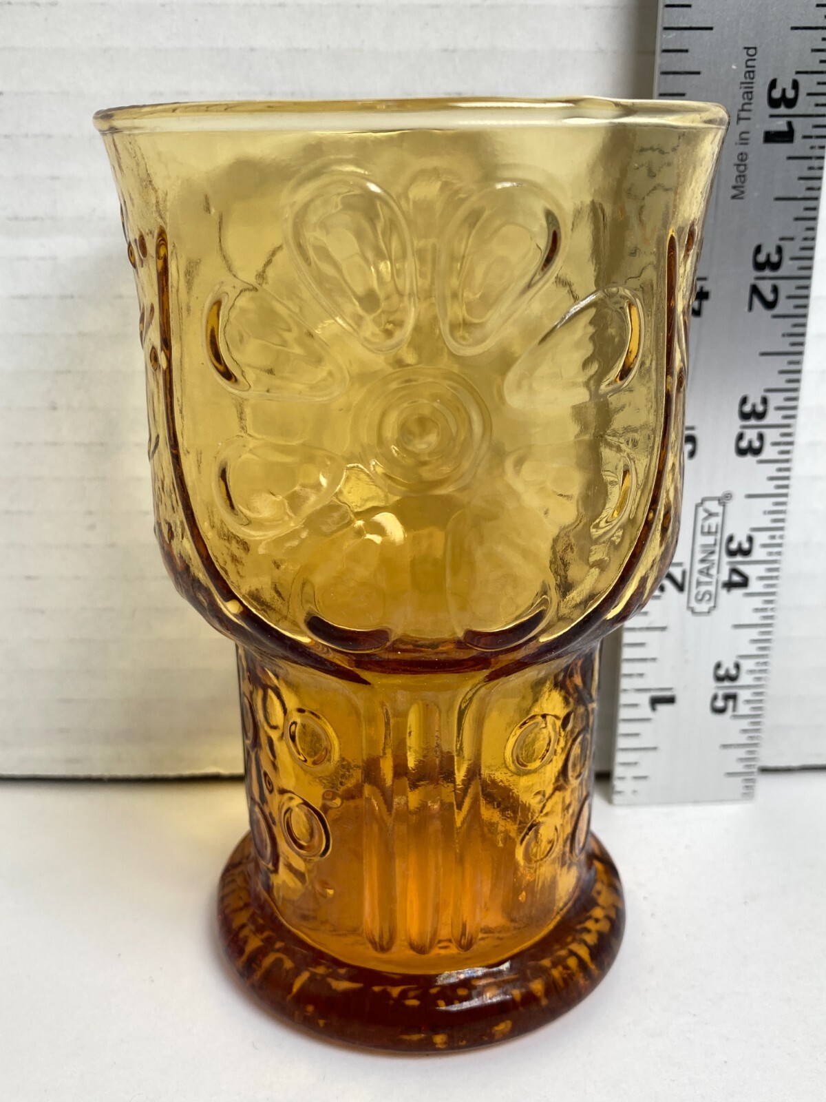 Libbey Country Garden Amber 5" Water Goblet Glass.