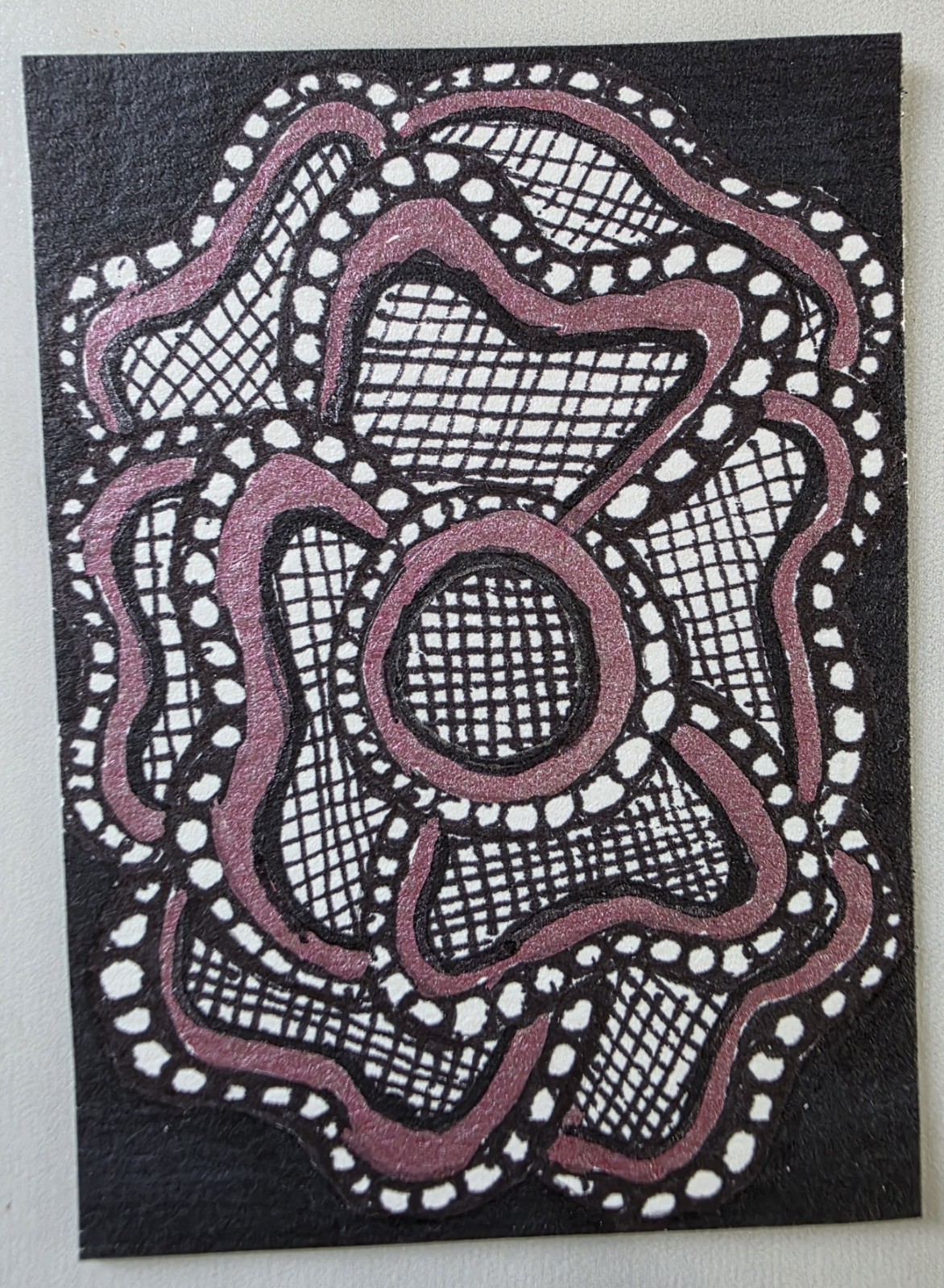 ACEO Artist Trading Card OOAK Artist Signed "Fractal Bloom " #3 In Series Of 3