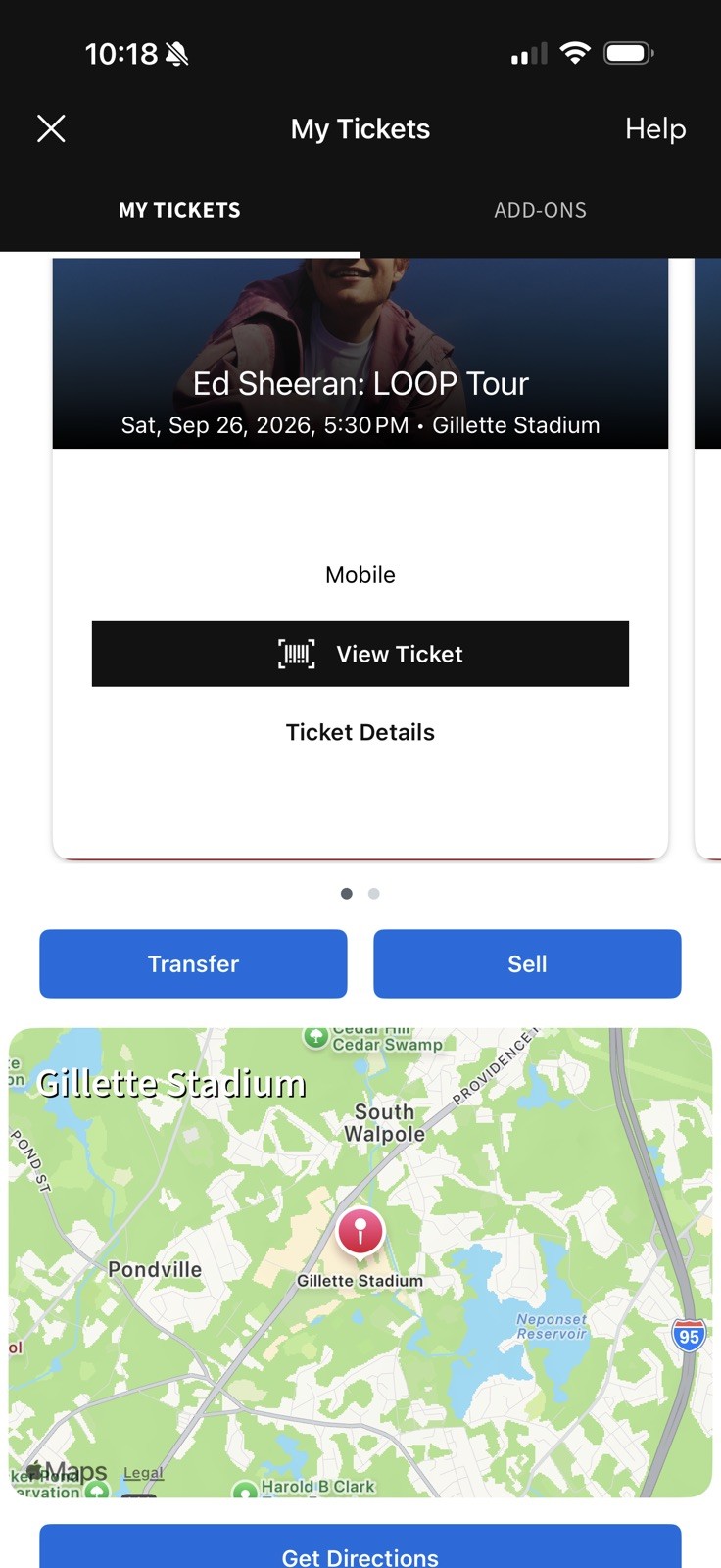 2 Ed Sheeran Tickets Sec 112 Row 6  9/26/26 Boston Gillette