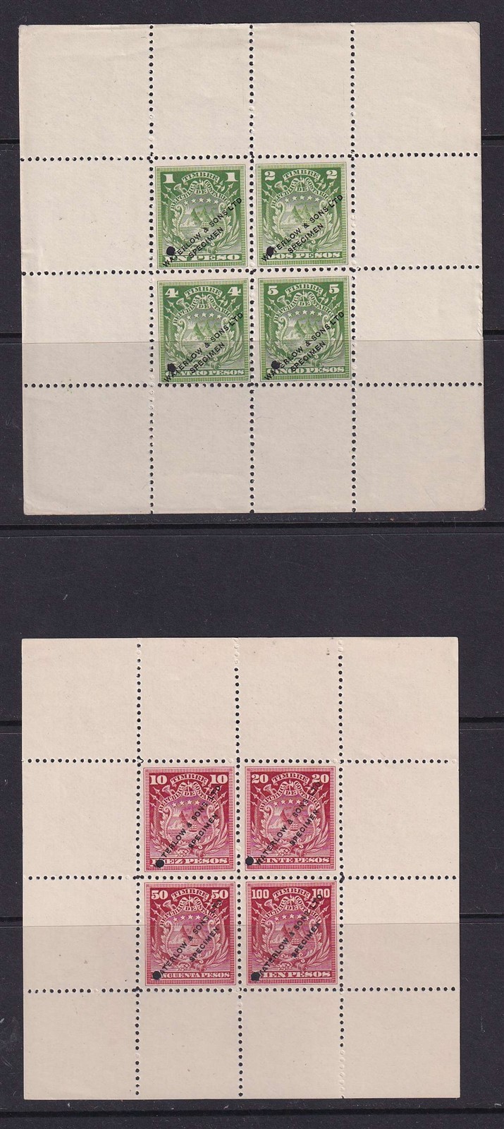 COSTA RICA 1892 REVENUS Mena SR27-SR42 4 COMPOSITE SHEETSx4 PERF PROOFS SPECIMEN