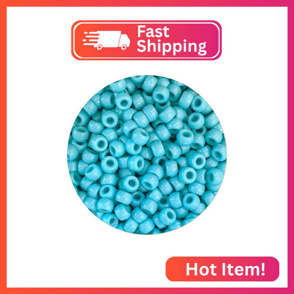 1000Pcs Blue Pony Beads 6x9mm Bulk Acrylic Kandi Beads for Friendship Bracelets 