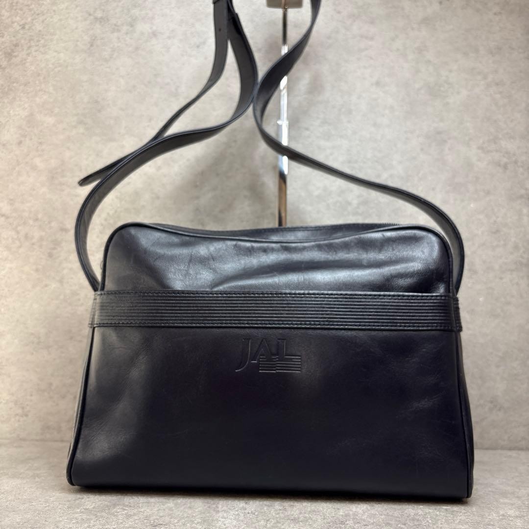Very Rare Beautiful Vintage 1980s Official JAL CA Leather Shoulder Bag from JP