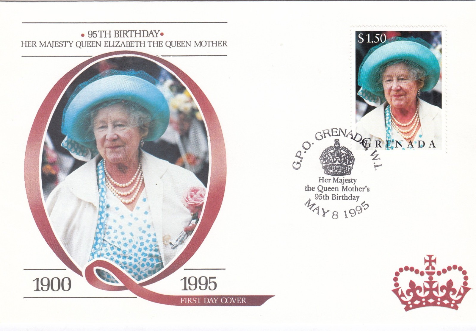 Queen Mother 95th Birthday Grenada Grenadines FDC (a) 1995 (151293)