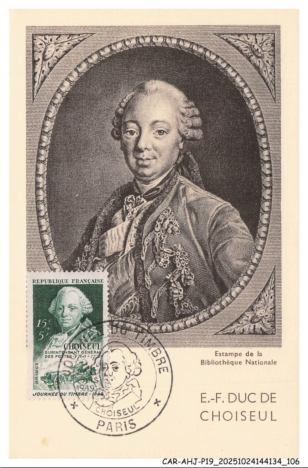 CAR-AHJP19-0949-MAXIMUM - Duke Of Choiseul - 1949