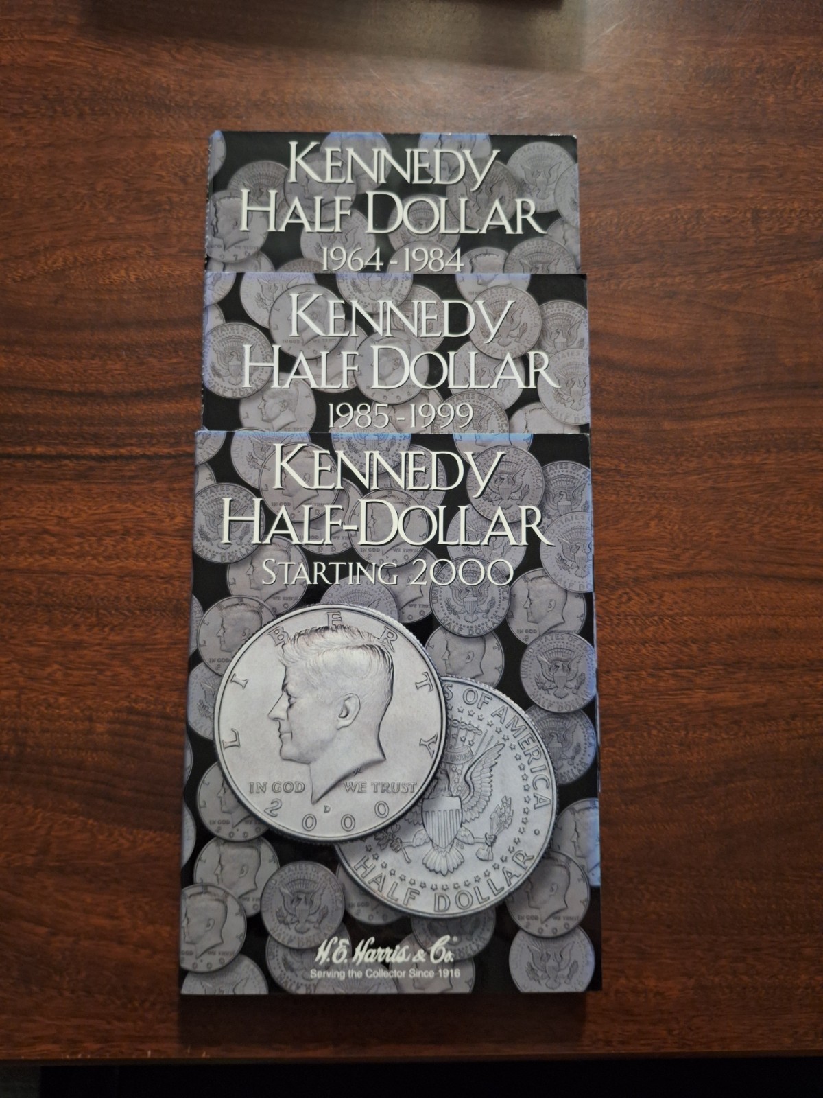 Set of 3 - HE Harris Kennedy Half Dollar Coin Folder set, Vol #1-3 1964-2016