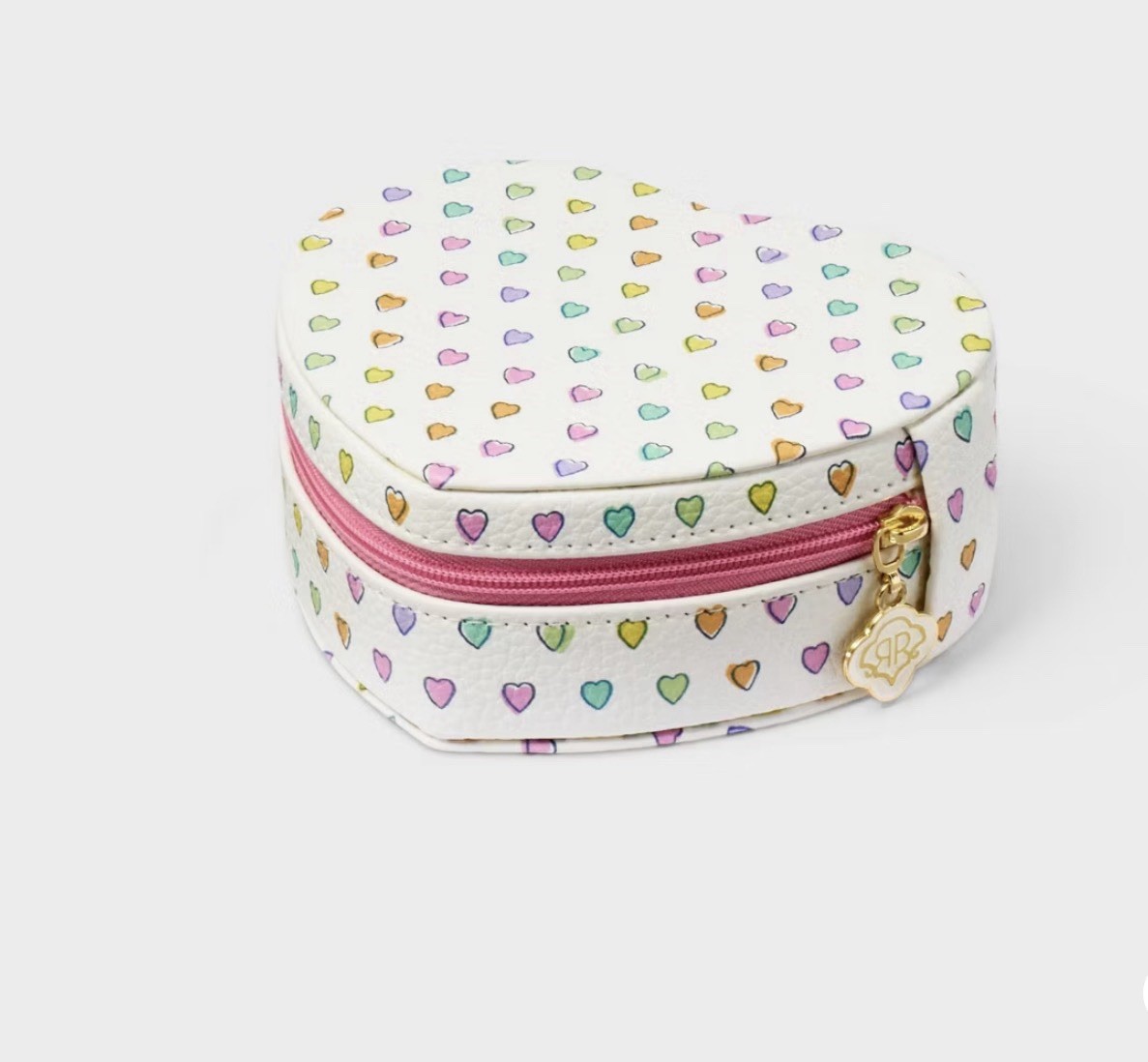 NWT Roller Rabbit x Target Disco Hearts Wave Heart Shaped Jewelry Box White/Pink