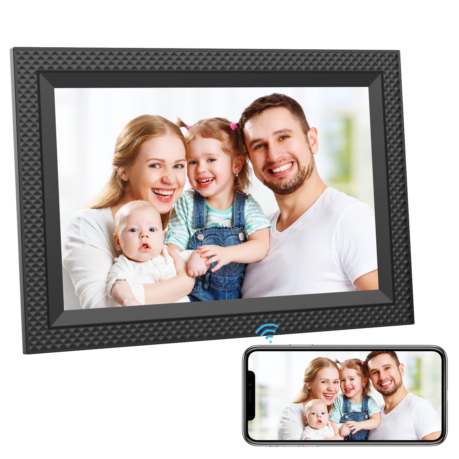 Forc Smart WiFi Digital Photo Frame 10.1in 16GB IPS Touch Screen Black AW101-1
