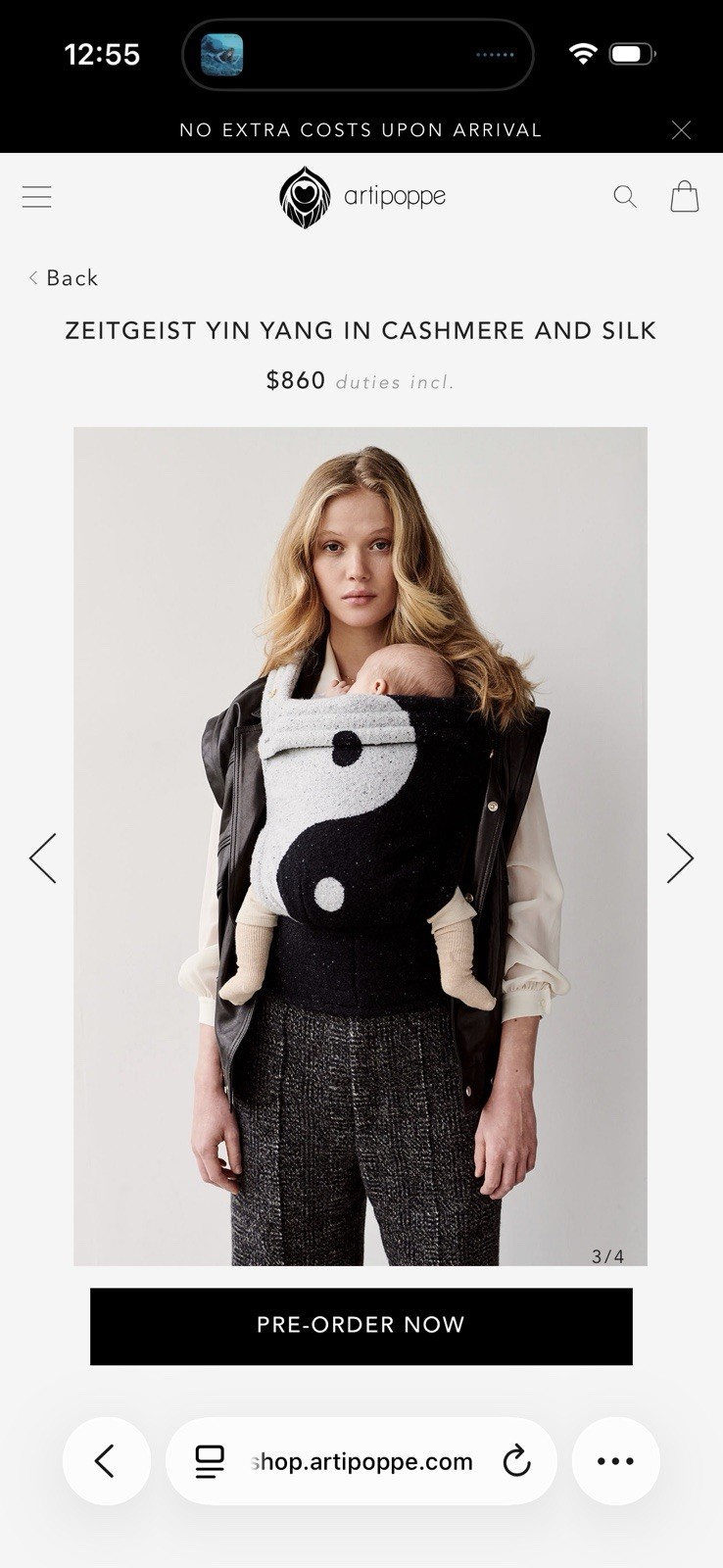 ARTIPOPPE Zeitgeist Baby Carrier Yin Yang  -  Cashmere Silk -Sold Out Currently