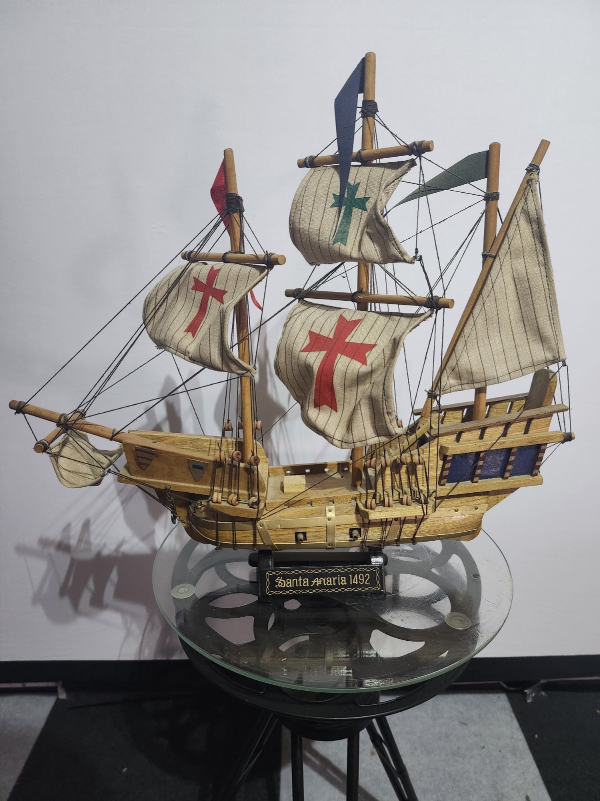 Santa Maria 1492 Wooden Carrack Model Ship Decorative Display Wood Fabric
