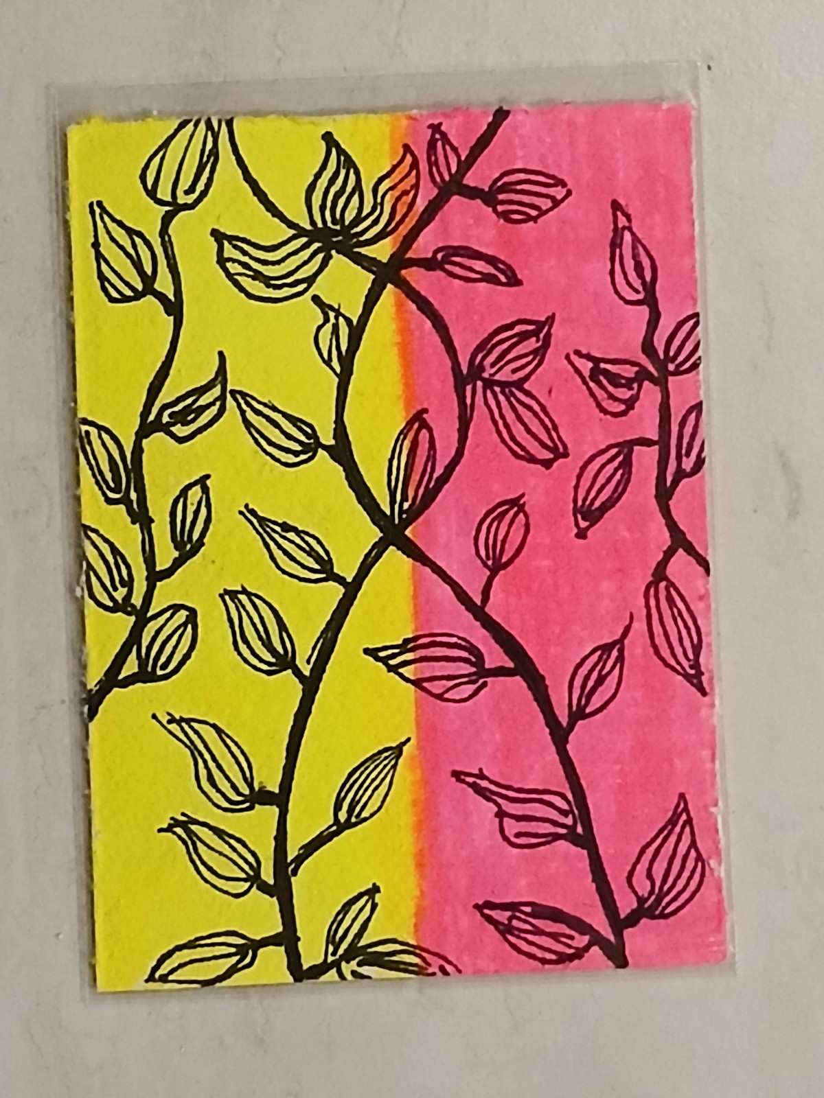 ACEO Artist Trading Card OOAK Artist Signed "Neon Climb"