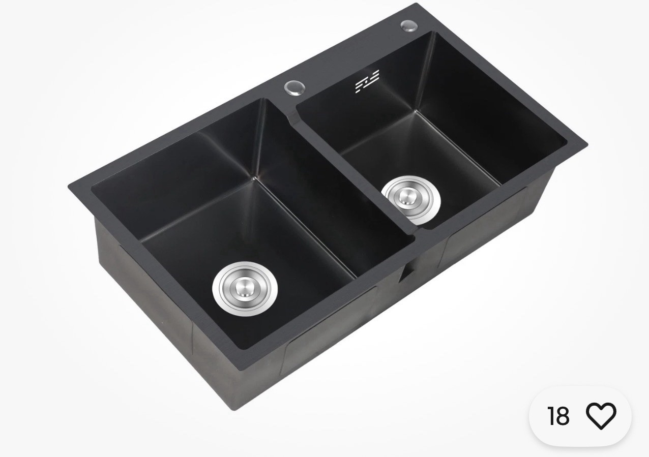 30 inch Black Stainless Steel Kitchen Sink Double Bowl Workstation Drop In Set