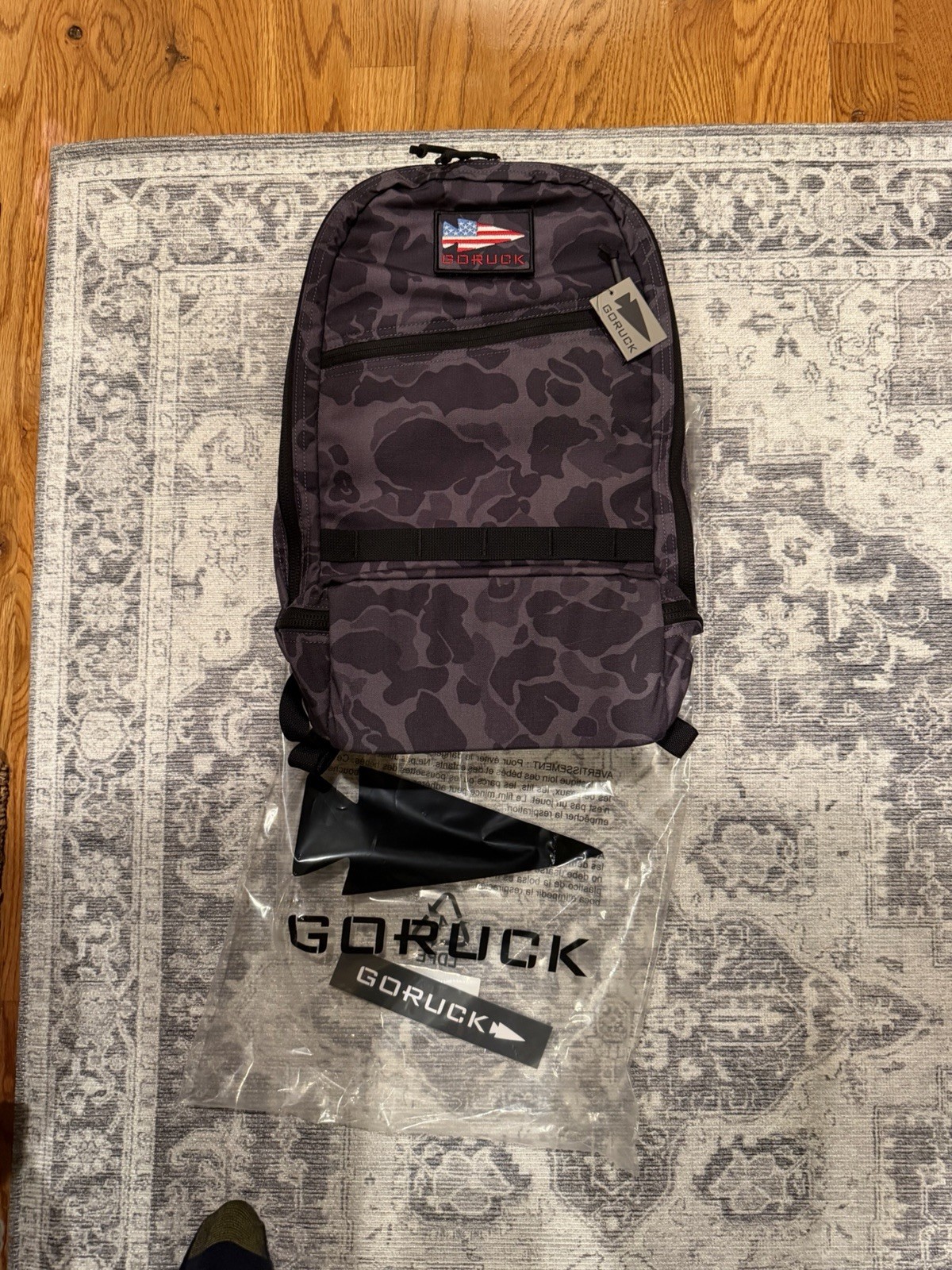 GORUCK Backpack Rucksack Camouflage Black/Grey Orange USA PATCH Laptop Protect