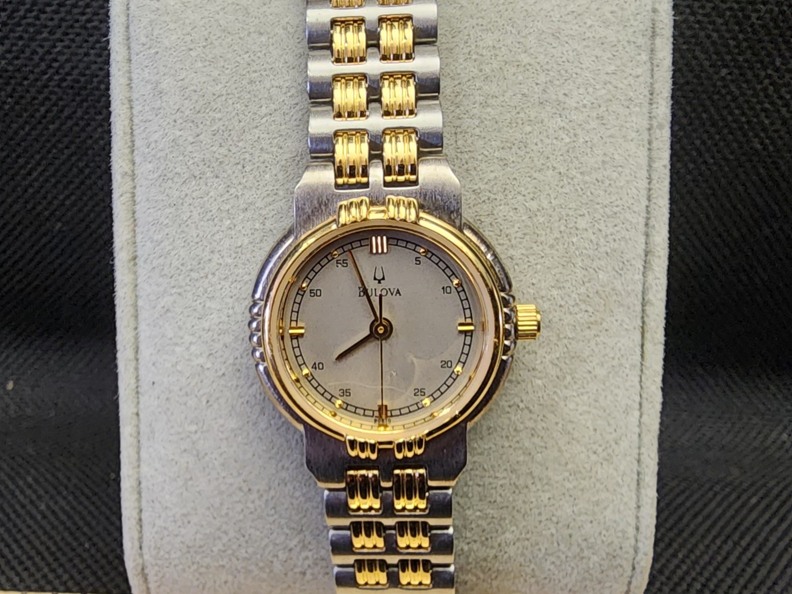 Vintage Bulova Women's Quartz Watch Works 2 Tone Band Used