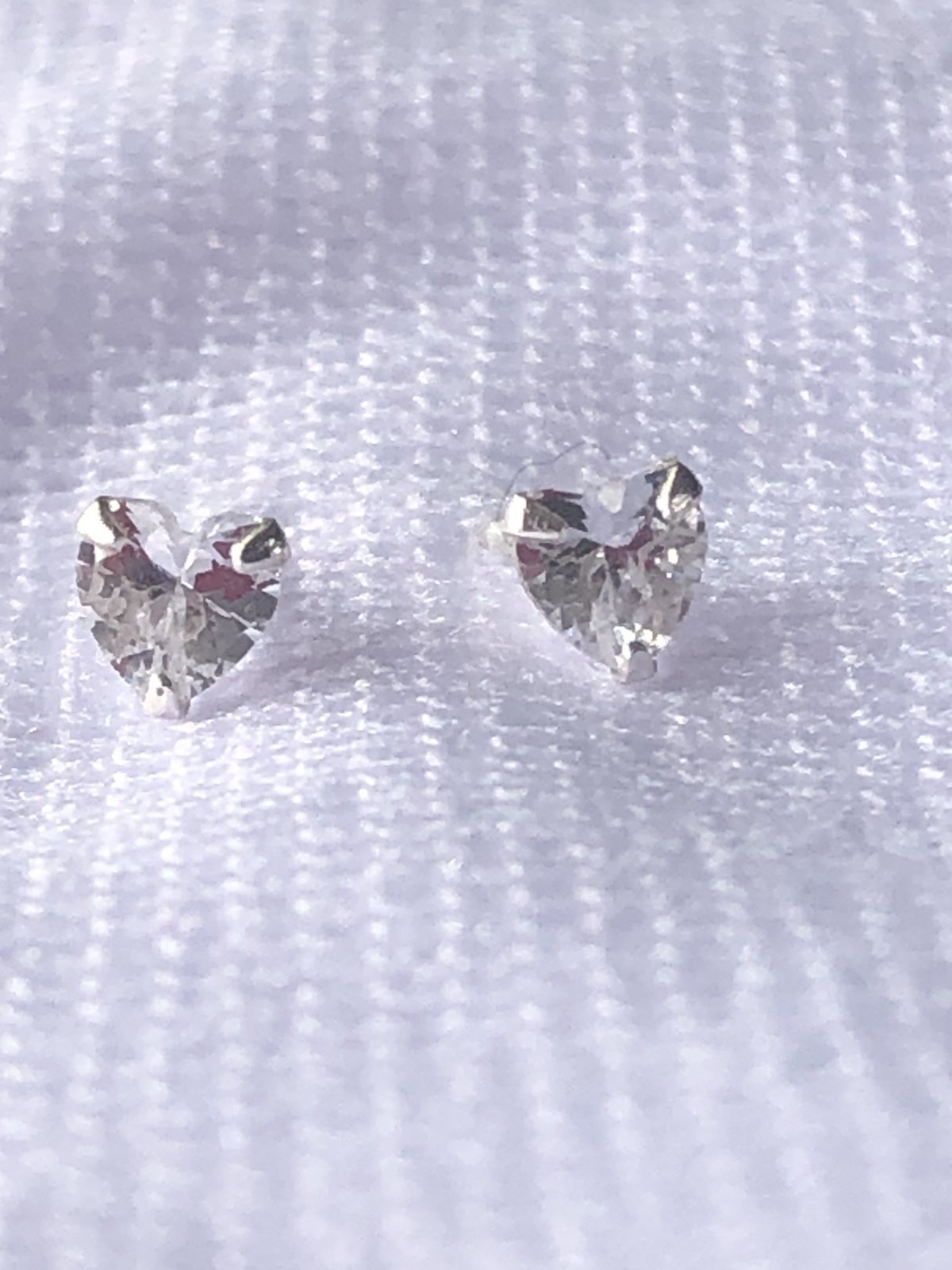 925 Sterling Silver Heart Clear Crystal Love Heart Tiny Stud Earrings 4mm x4mm