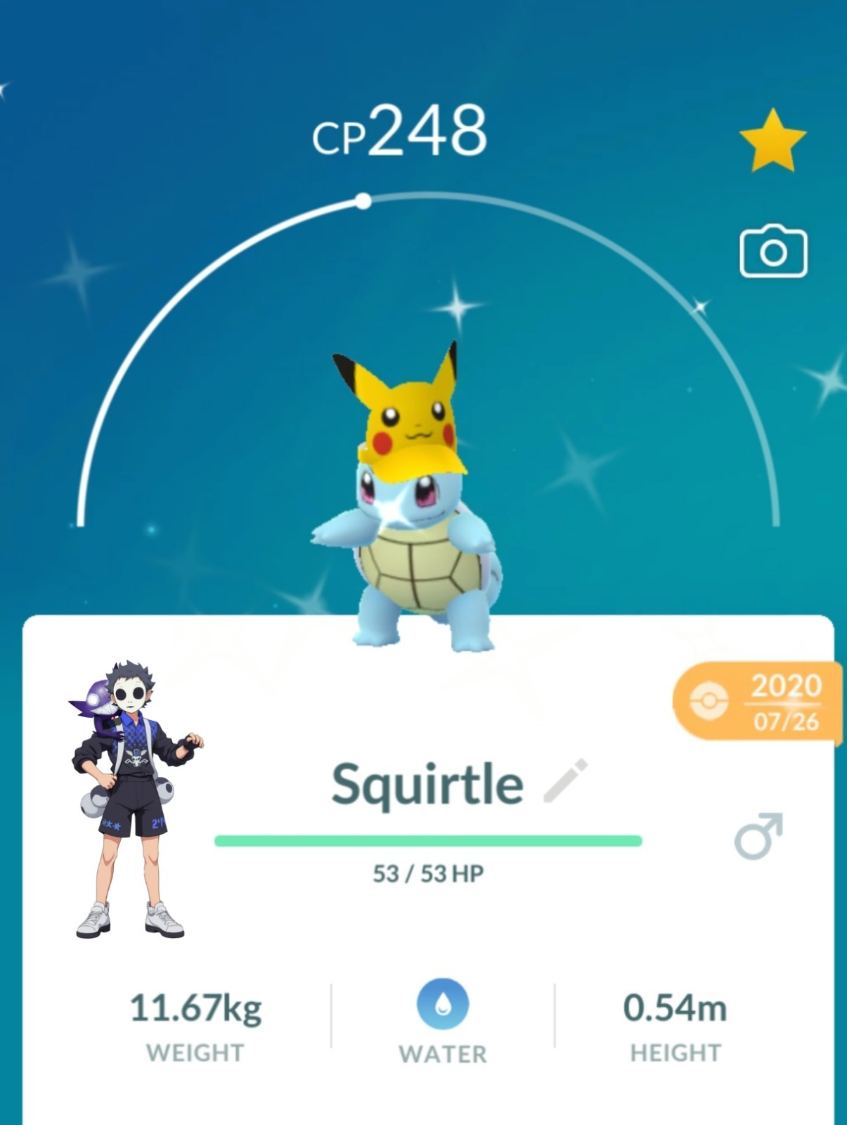 Shiny Squirtle Pikachu Hat Pokemon Go | T-20k or 1M Stardust