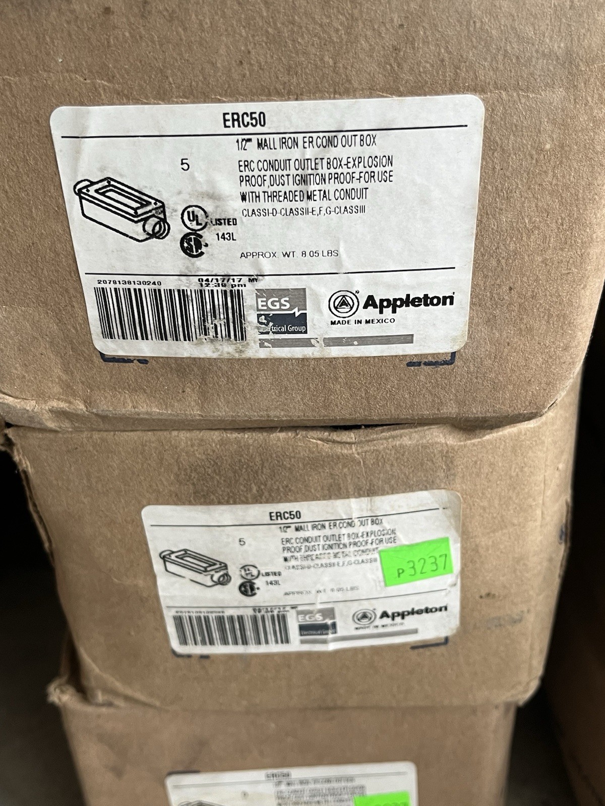 APPLETON ERC50 1/2" EXPLOSION PROOF IRON CONDUIT BODY FITTING & COVER LOT OF 19