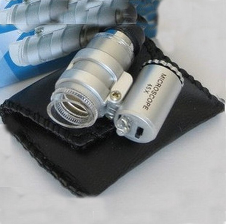 45X Microscope Endoscope Magnifier Glass Jeweler Loupe 2LED Illumination Silver