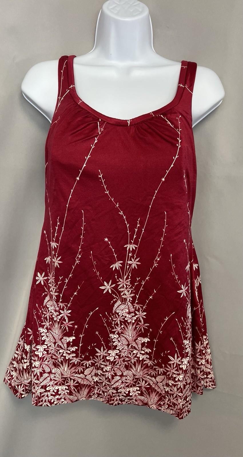 Vintage Roxanne Women’s 50s  60s swimsuit  Sz 16/38 C Red Floral Y2K Made USA