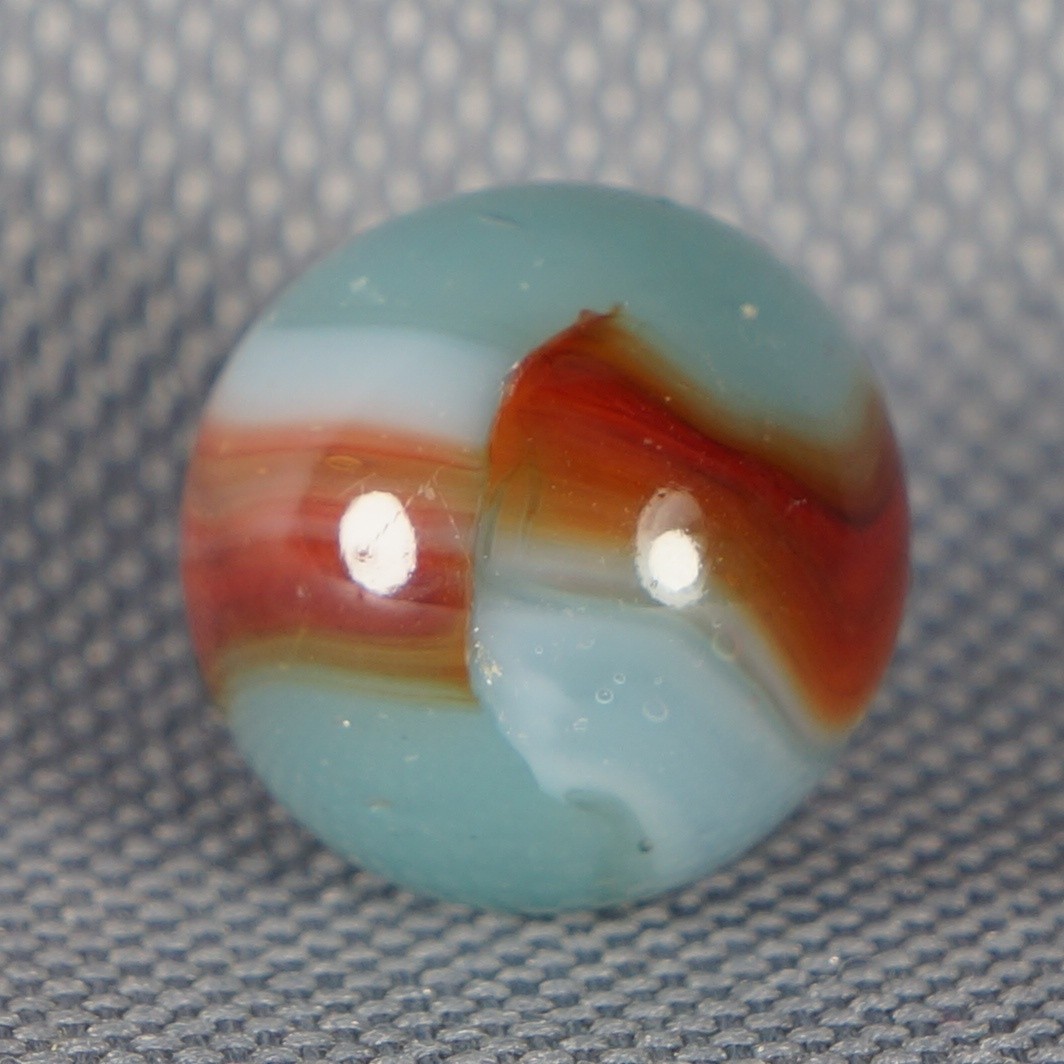 Vintage Marble: NM+ 5/8 Peltier Glass Blue Gray Rainbo -One Killer Old Mib