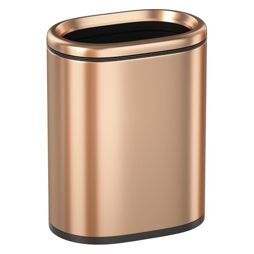 9L/2.4GALSlim Bathroom Trash Can, 12 * 7.75 * 13.67 inches, Champagne gold