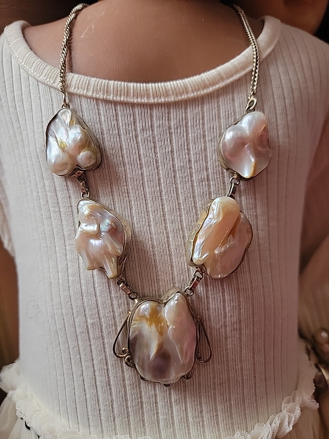  Baroque Freshwater Necklace and Bracelet set . 925