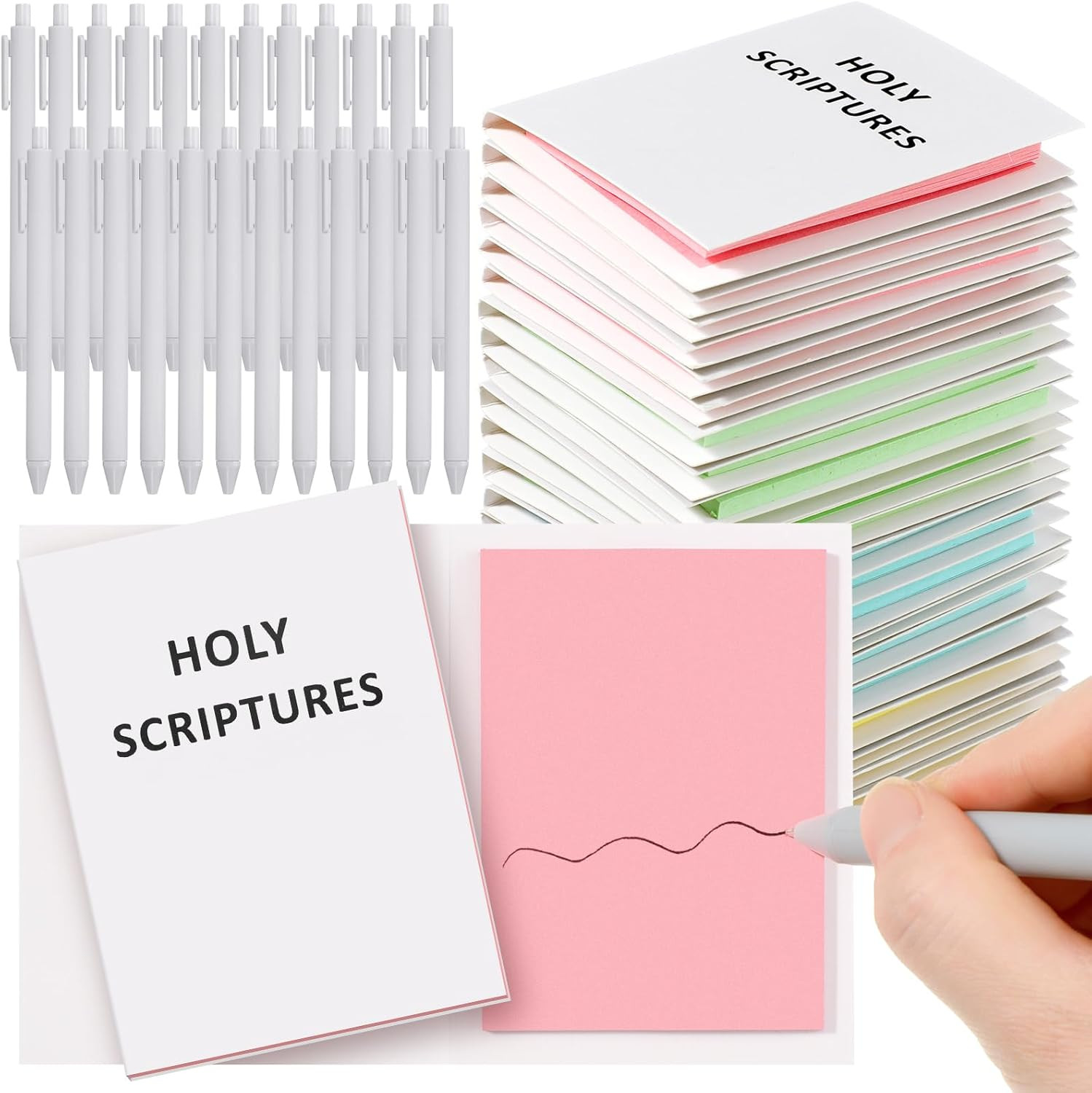 48 Pcs Holy Scriptures Bible Sticky Notes and Pens Org Christian Bible Sticky No